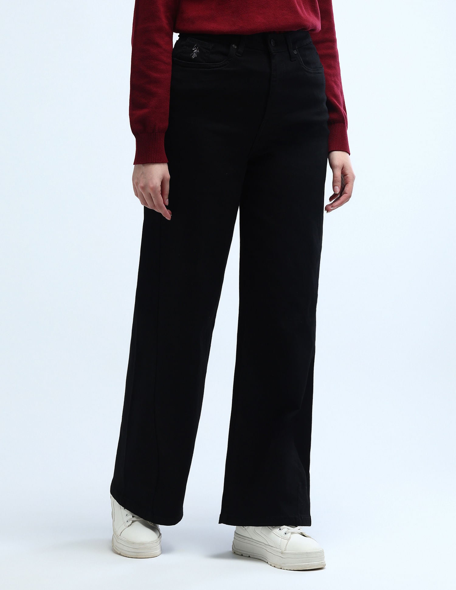 High Rise Stretchable Baggy Jeans Black - U.S. POLO ASSN. | Large