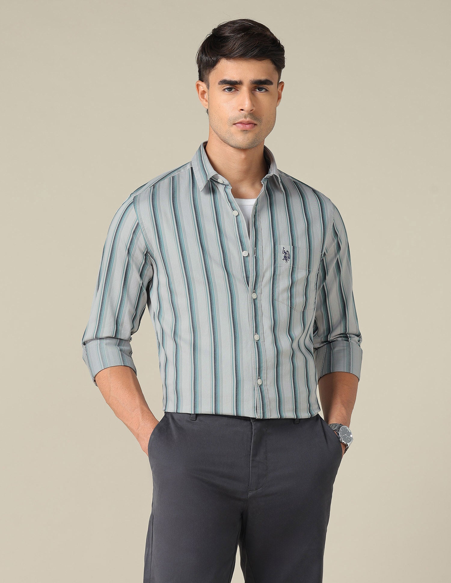 Tailored Fit Vertical Striped Shirt