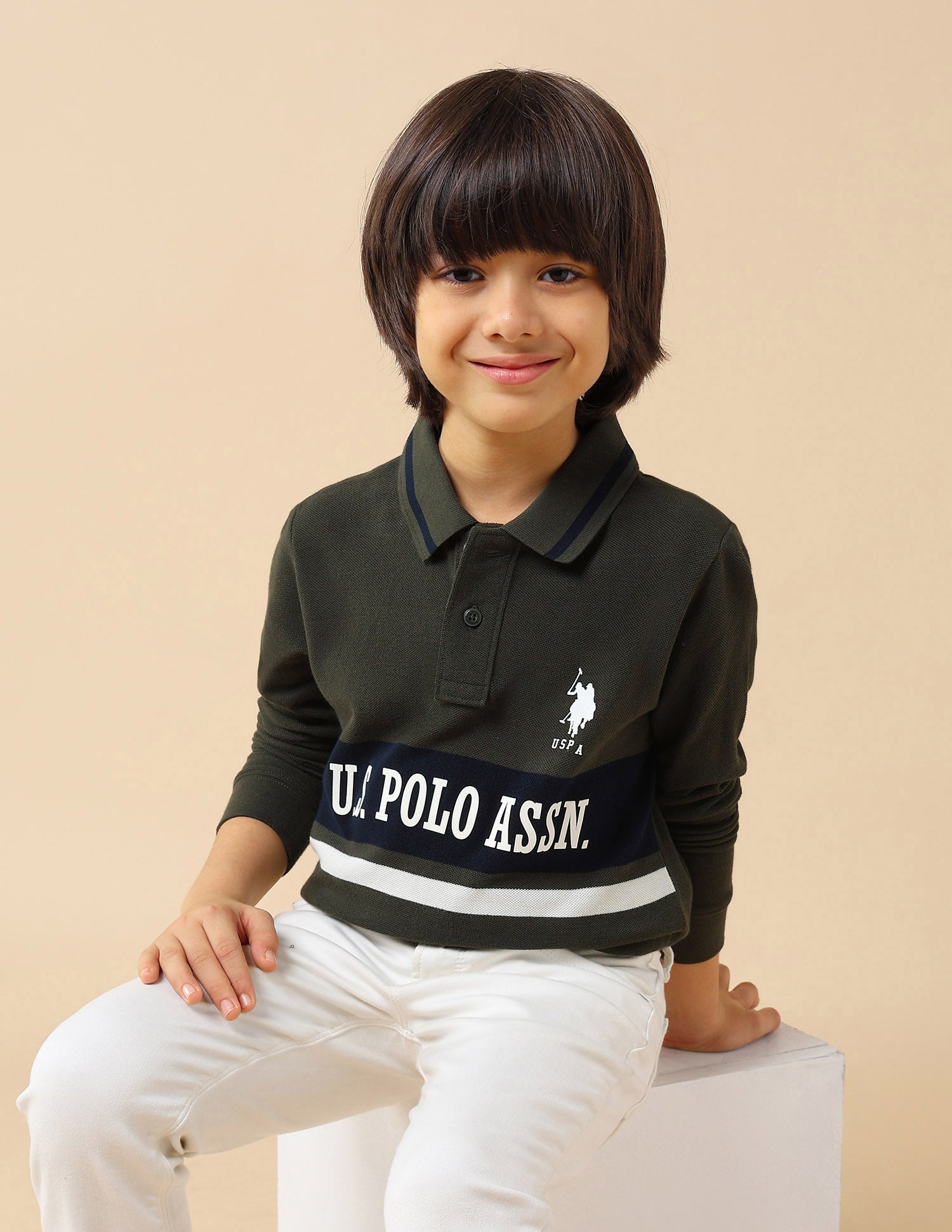 Boys Brand Printed Regular Fit Polo Shirt
