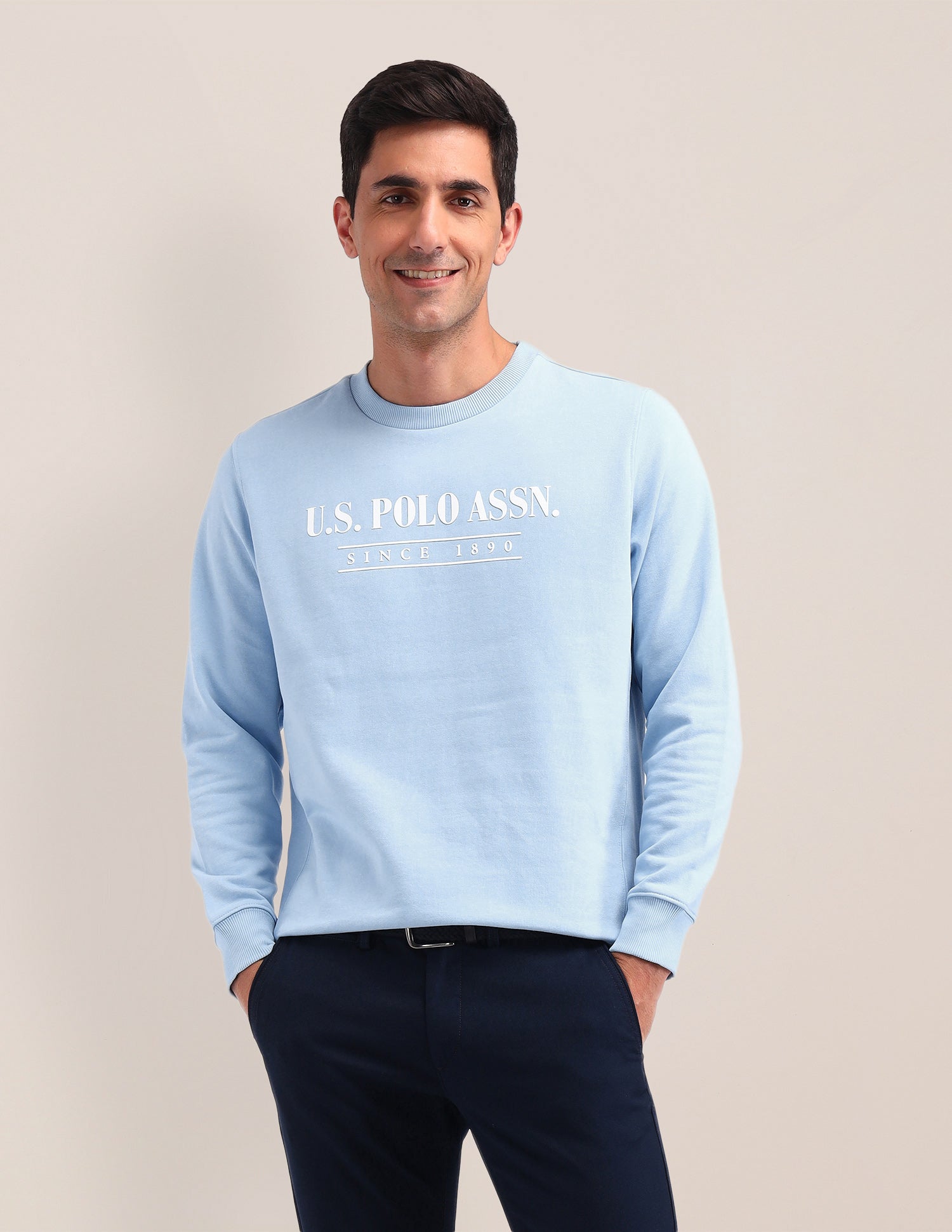Brand Printed Regular Fit Sweatshirt Blue - U.S. Polo Assn. India | Large