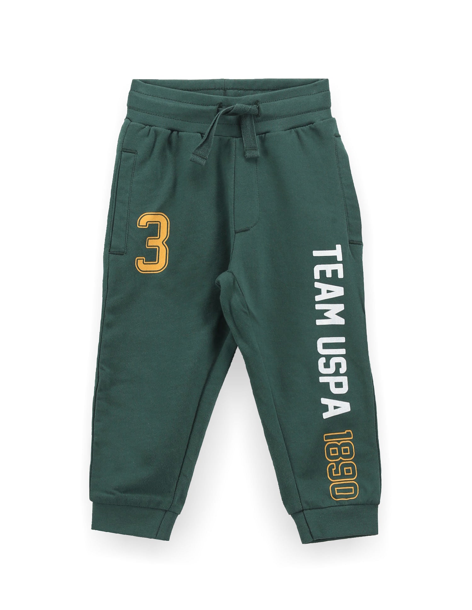 Boys Brand Print Joggers Dark Green - U.S. Polo Assn. India | Large