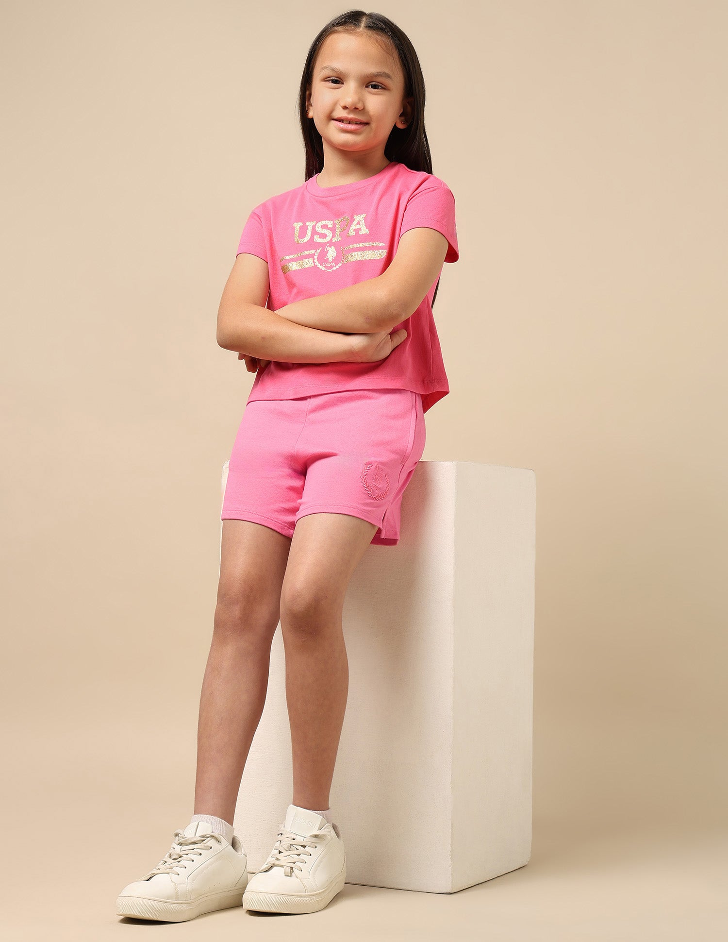 Crest Embroidered Coordinate Shorts Pink - U.S. POLO ASSN. | Large