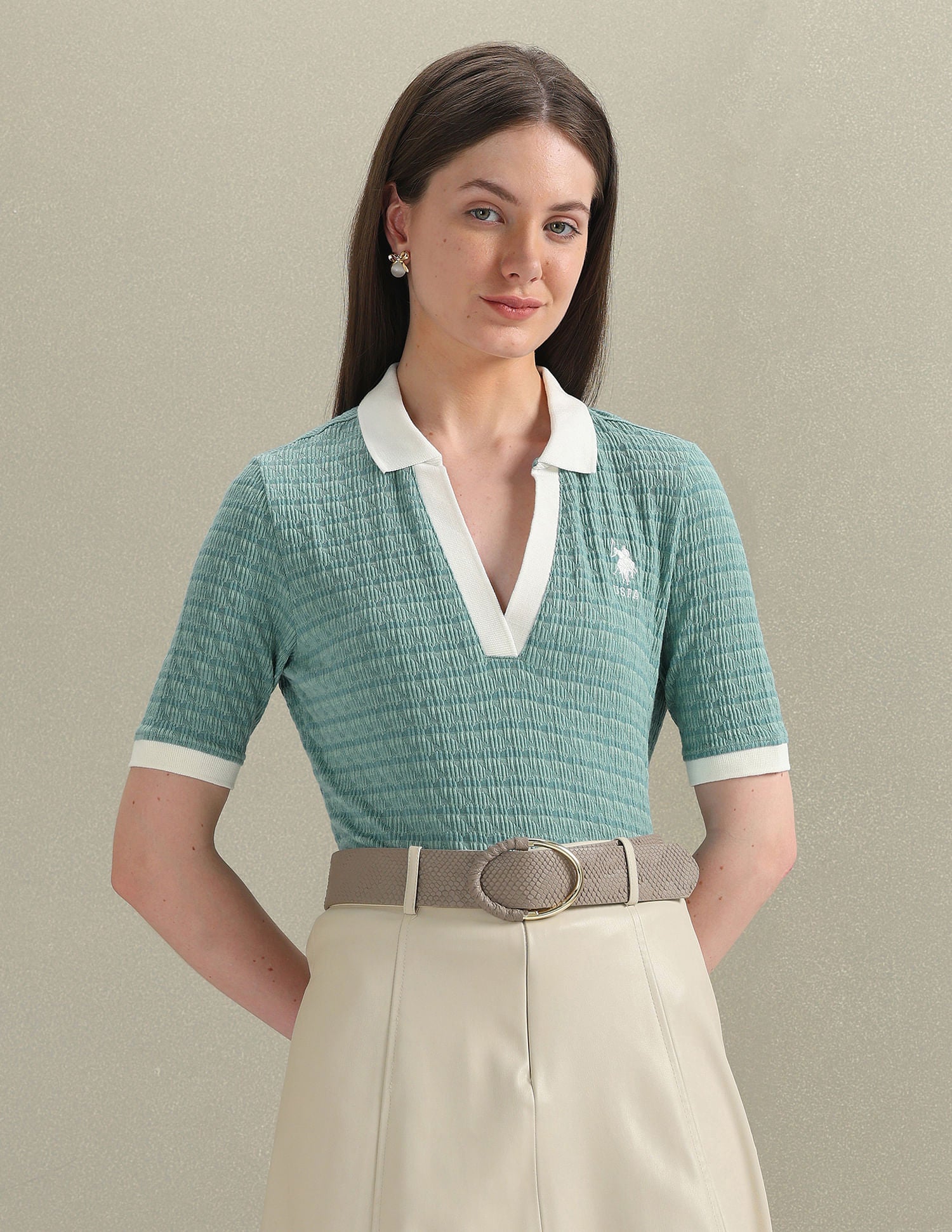 Open Placket Textured Polo Shirt – U.S. Polo Assn. India