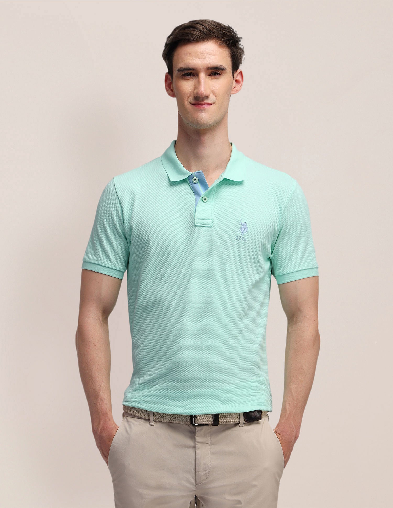 Solid Slim Fit Polo Shirt Green - U.S. Polo Assn. India | Large