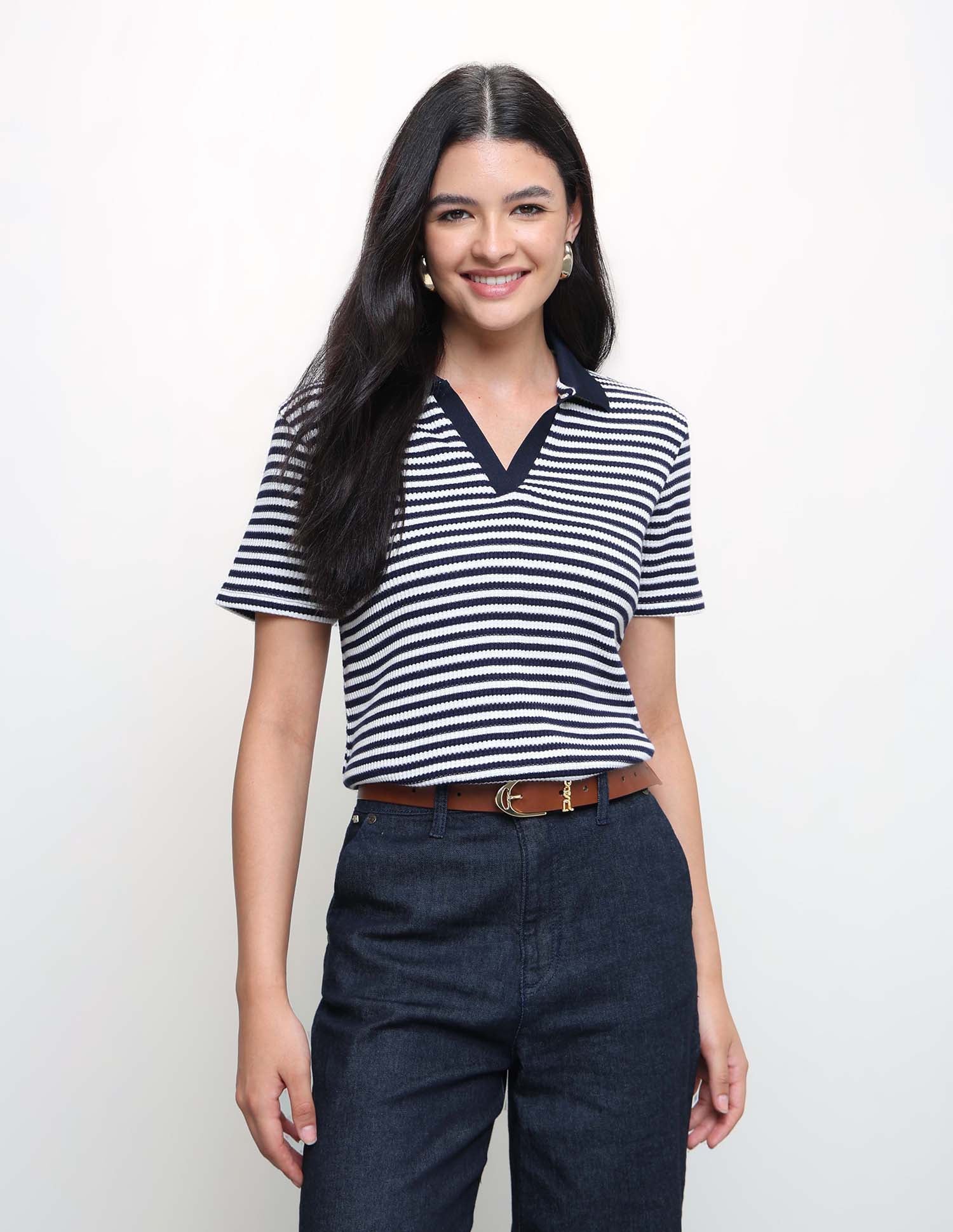 Horizontal Striped Relaxed Fit Polo Shirt Navy - U.S. Polo Assn. India | Large