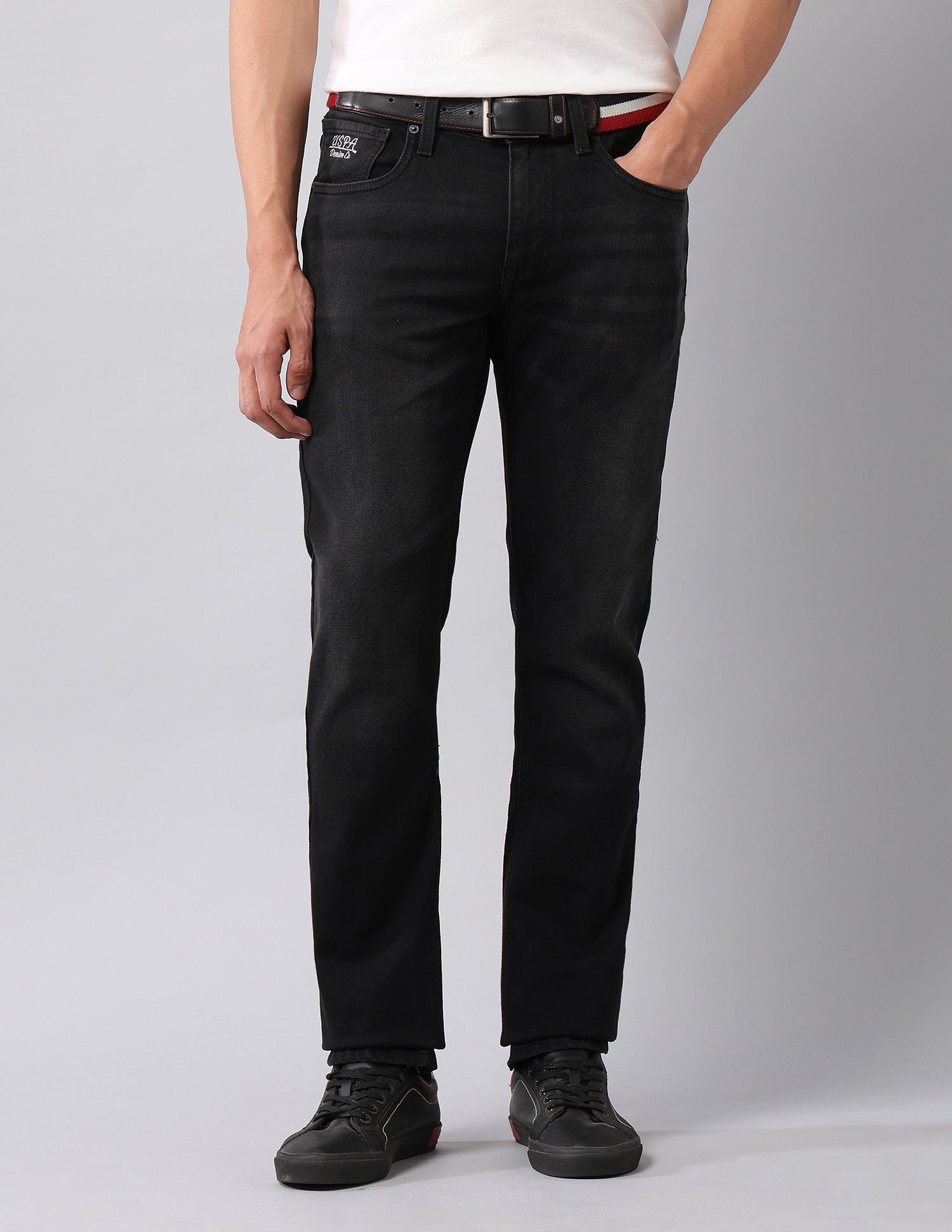 Brandon Slim Tapered Fit Black Jeans Black - U.S. Polo Assn. India | Large
