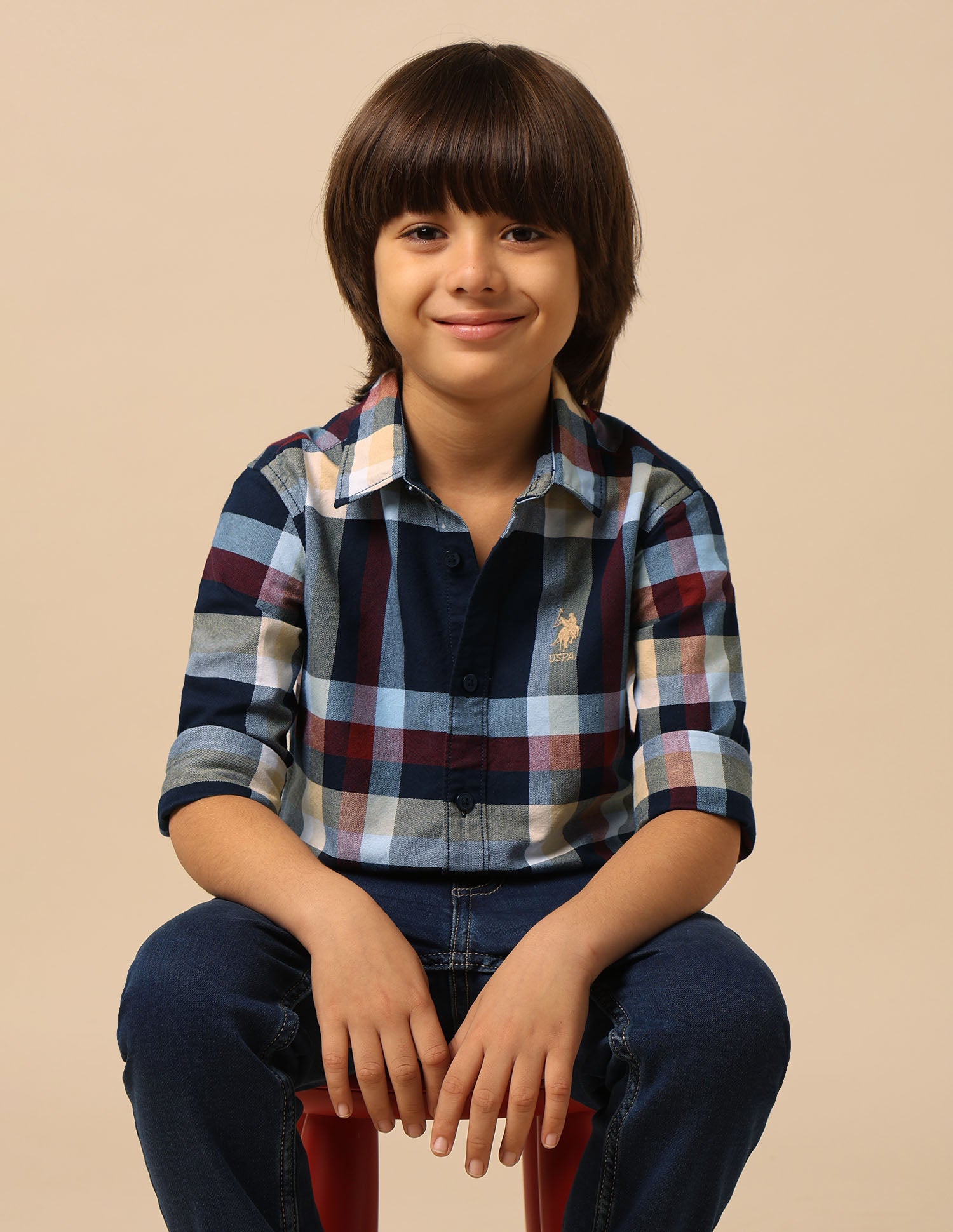 Boys Plaid Checked Regular Fit Shirt