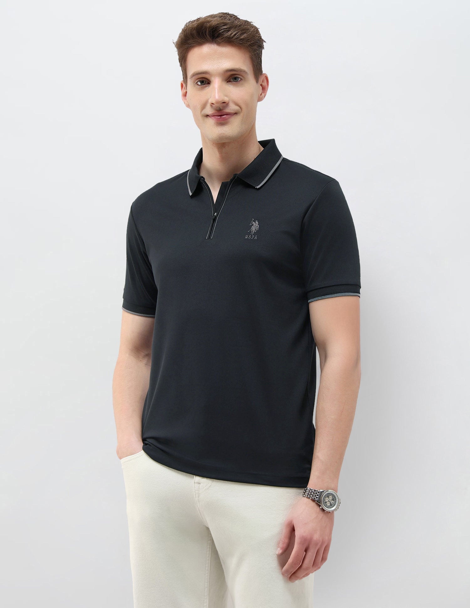 Black & Gold Slim Fit Polo Shirt Black - U.S. Polo Assn. India | Large