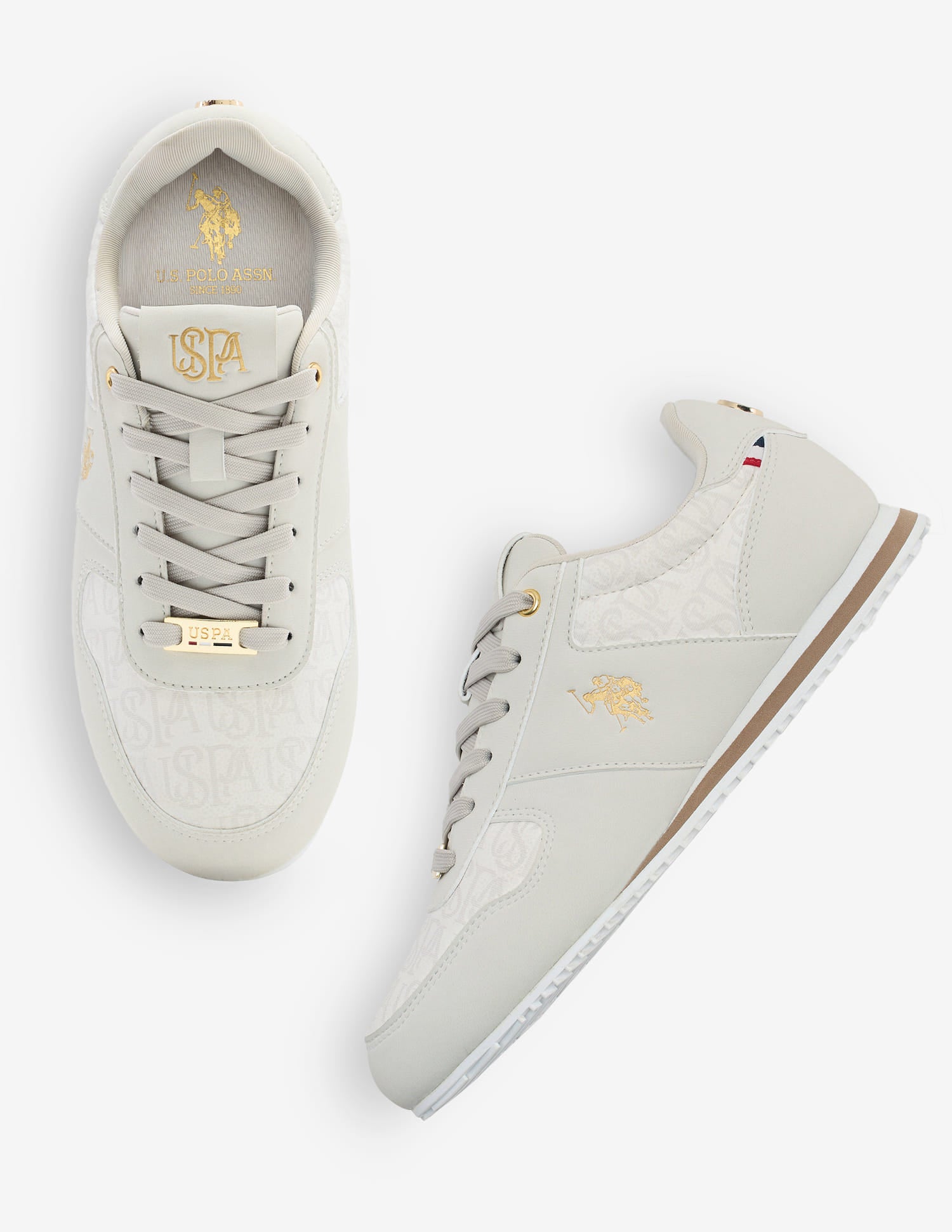 Zairan Light Weight Monogram Printed Sneakers Grey - U.S. Polo Assn. India | Large