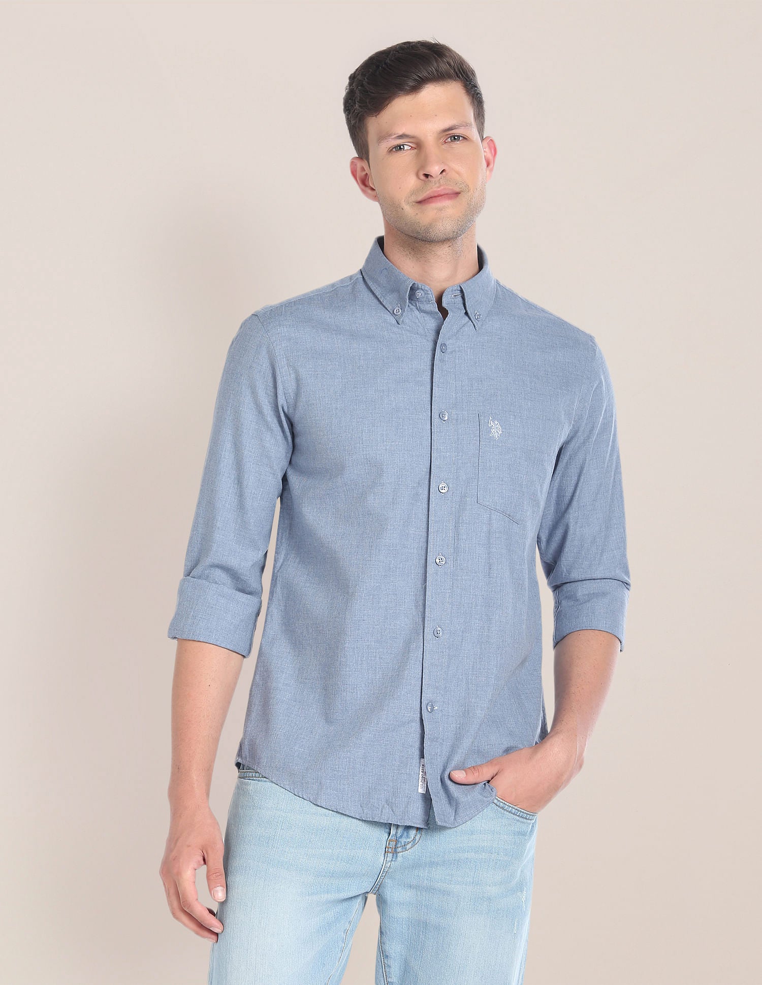 Cutaway Collar Heathered Shirt – U.S. Polo Assn. India