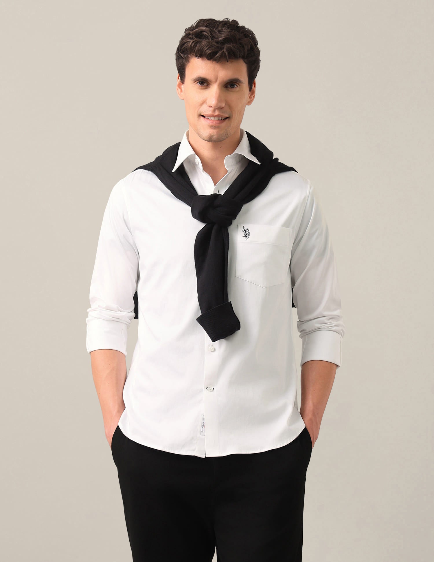 Solid Satin Shirt White - U.S. Polo Assn. India | Large