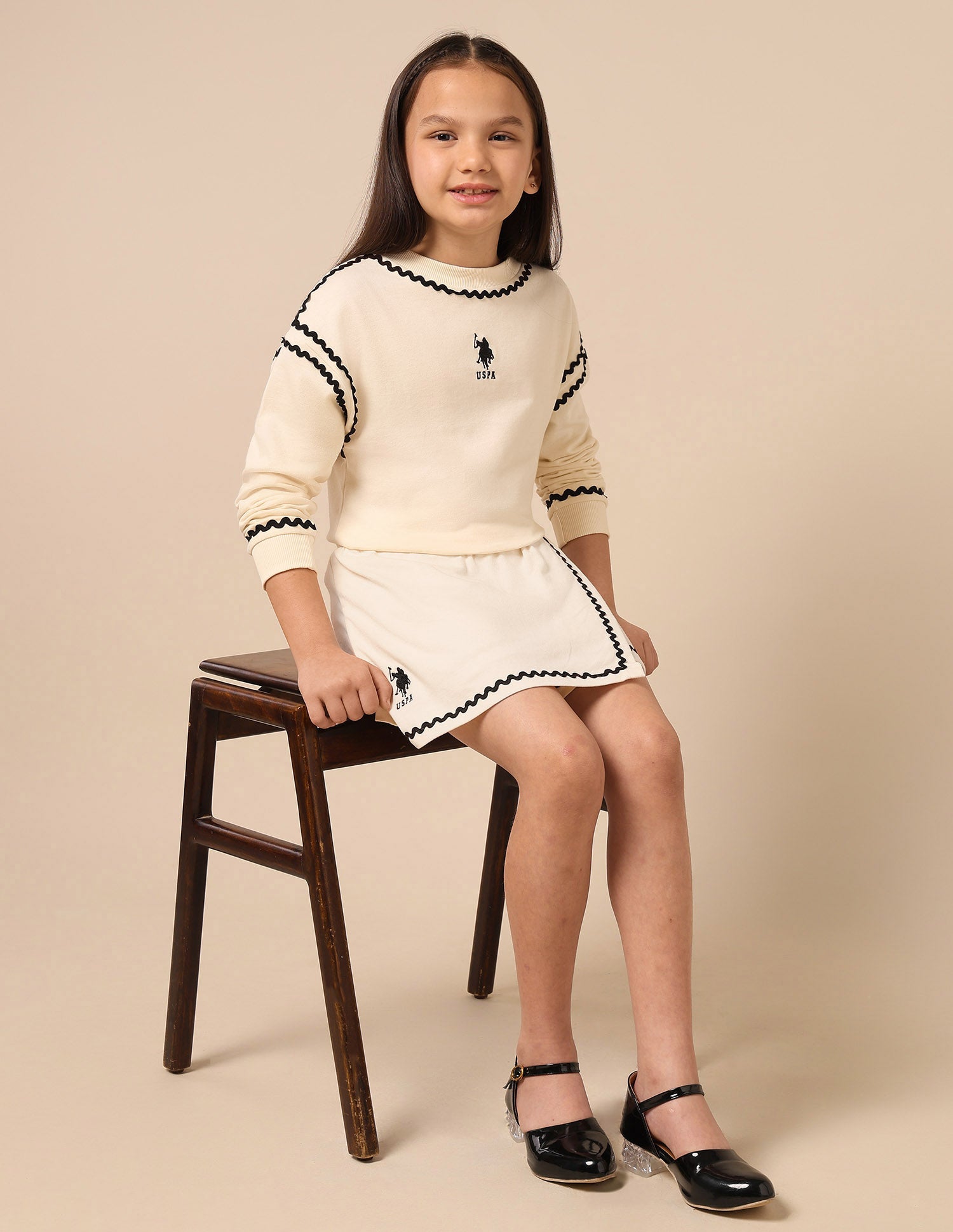 Girls Solid Straight Skort