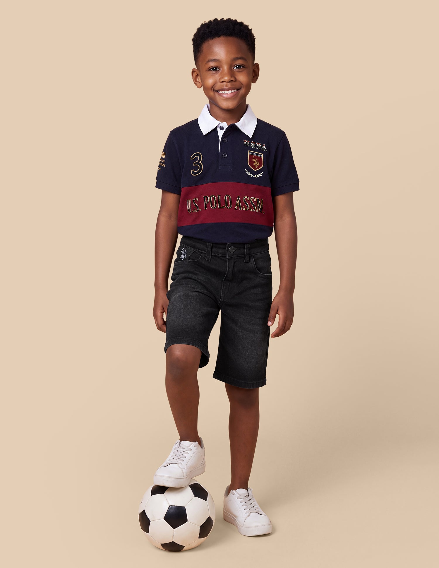 Mid Rise Regular Fit Denim Shorts Black - U.S. Polo Assn. India | Large