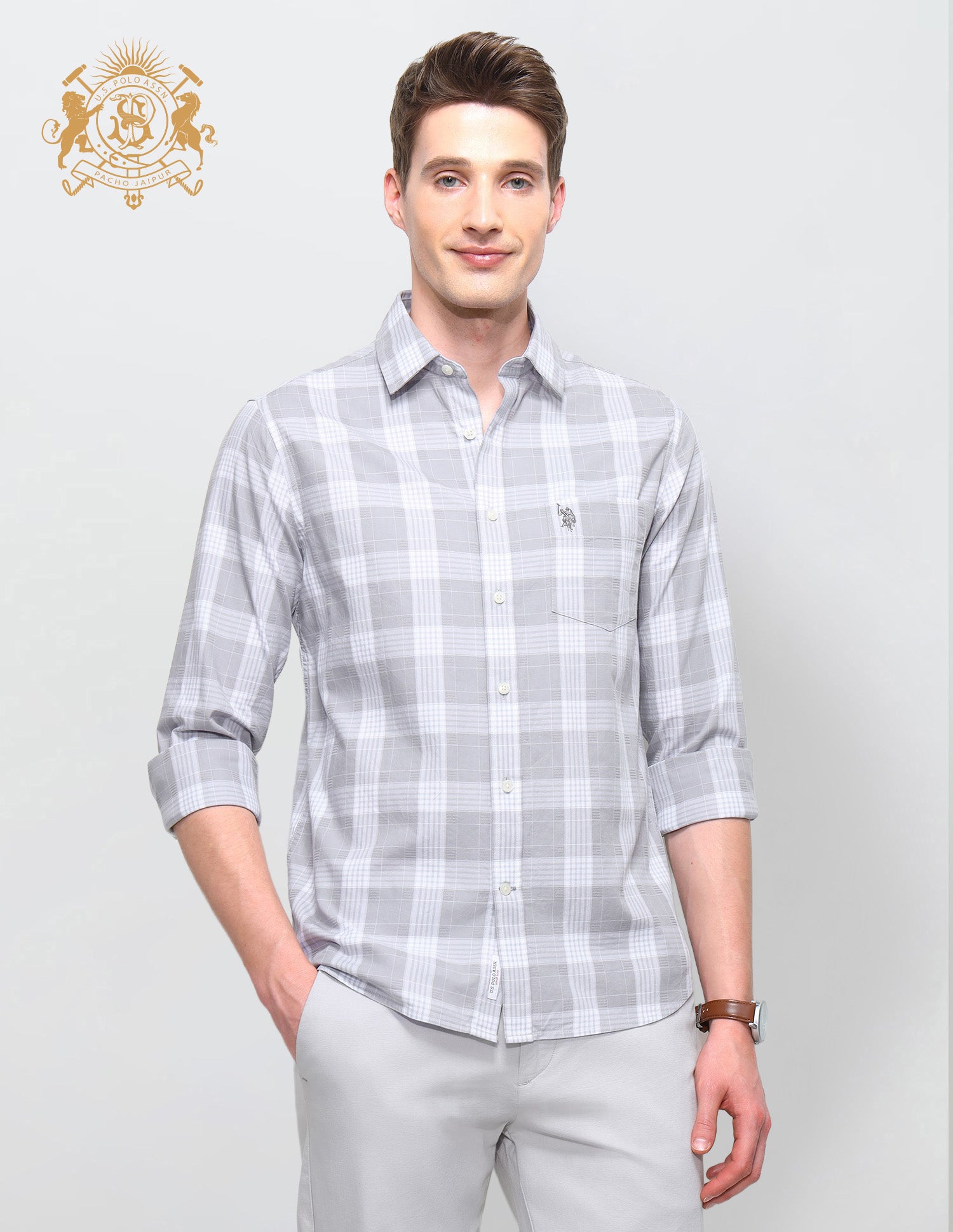 Twill Regular Fit Grid Tattersall Checked Shirt
