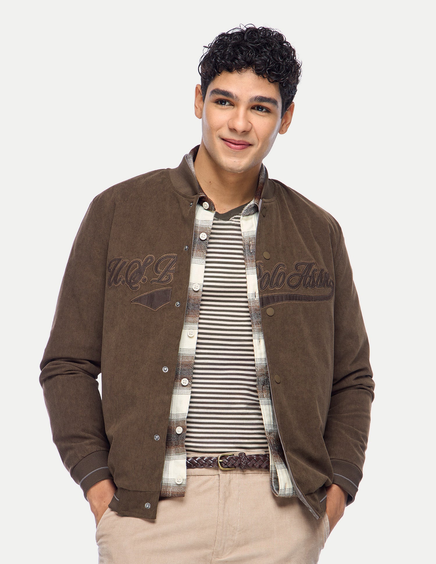 Brand Applique Regular Fit Bomber Jacket Choco - U.S. Polo Assn. India | Large