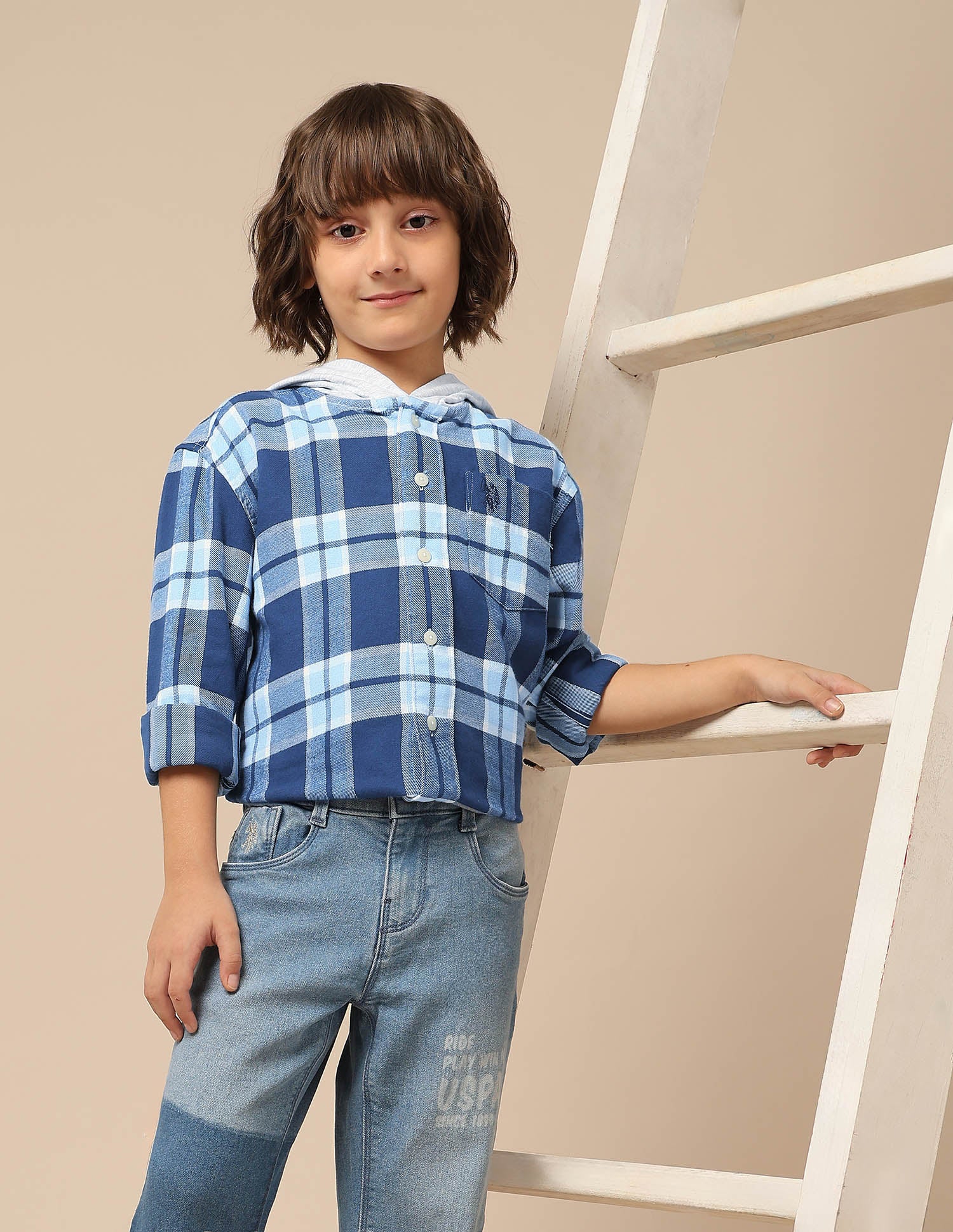 Boys Tartan Checked Hooded Shacket