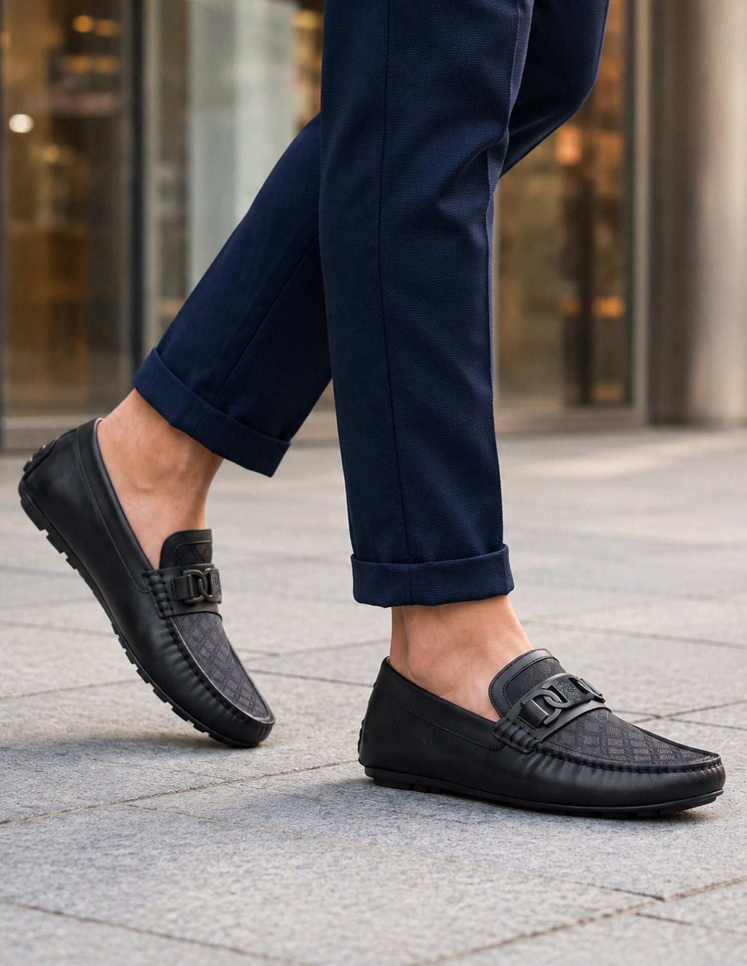 Textured Leather Alvo Loafers Black - U.S. Polo Assn. India | Large