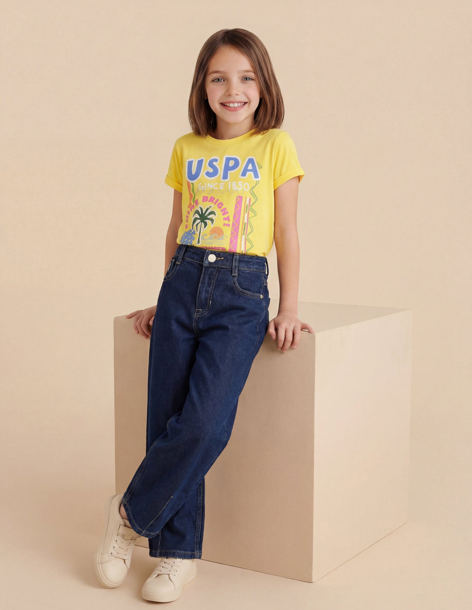 Girls Rinsed Barrel Fit Jeans