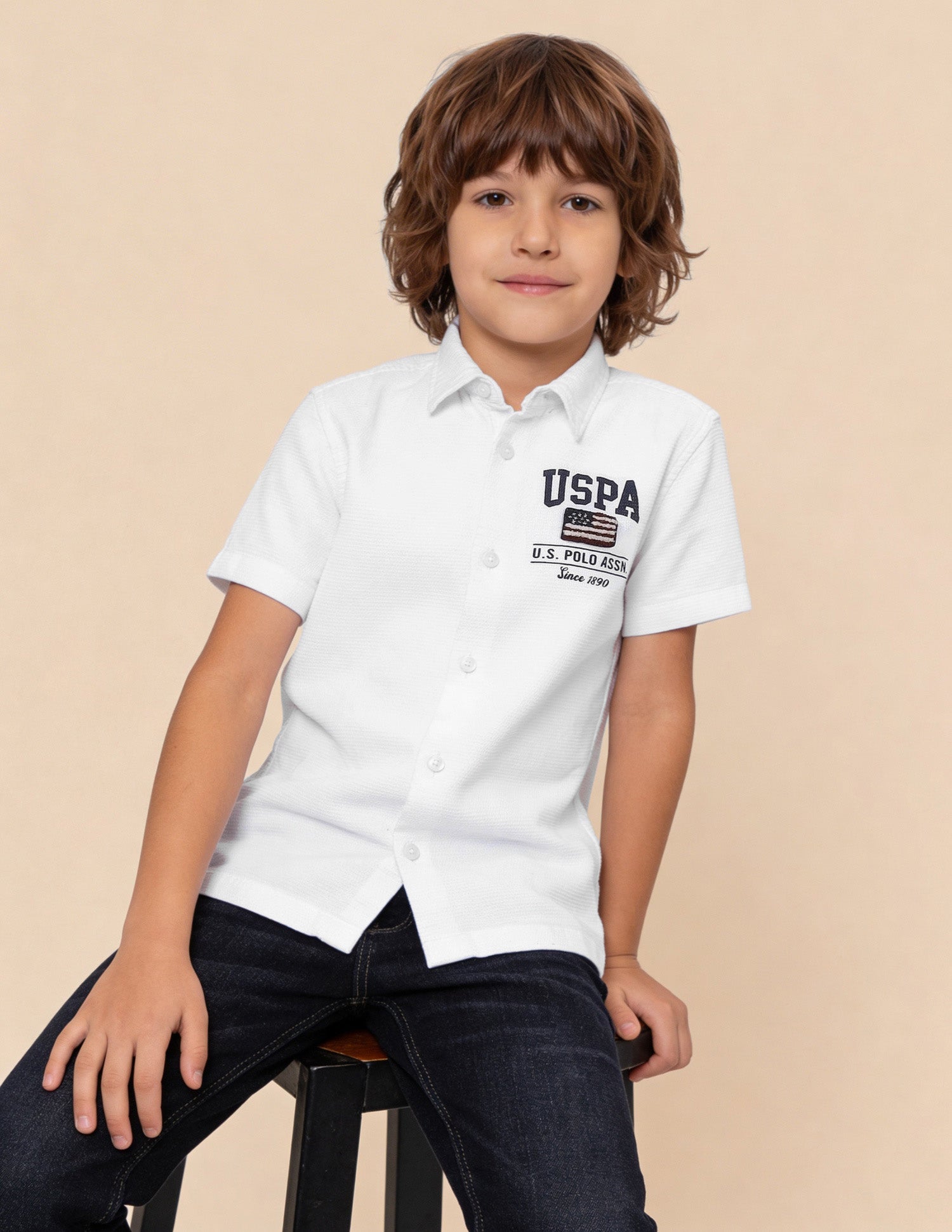 Brand Appliqued Textured Shirt