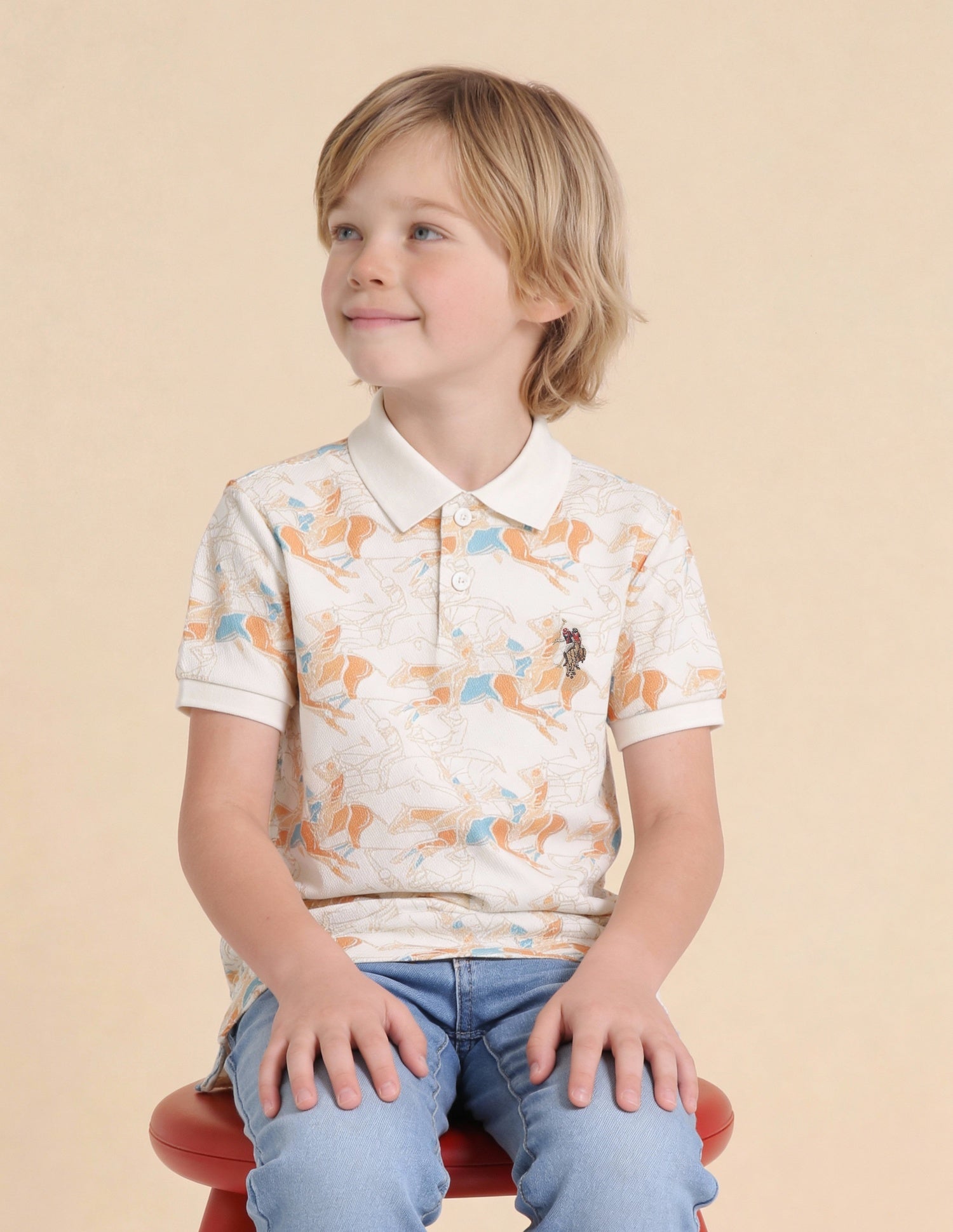 Boys Graphic Printed Regular Fit Polo Shirt