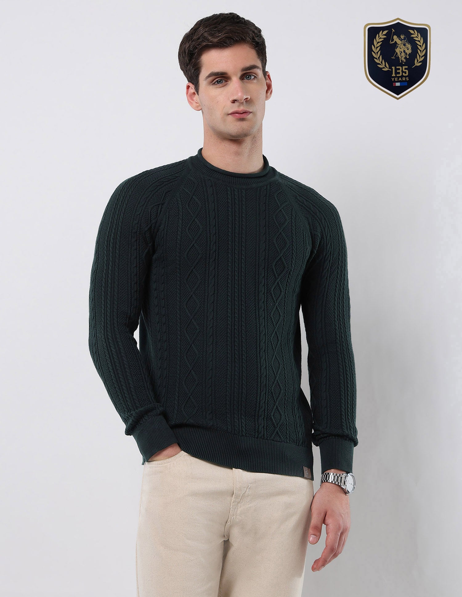 Cable Patterned Knit Regular Fit Sweater