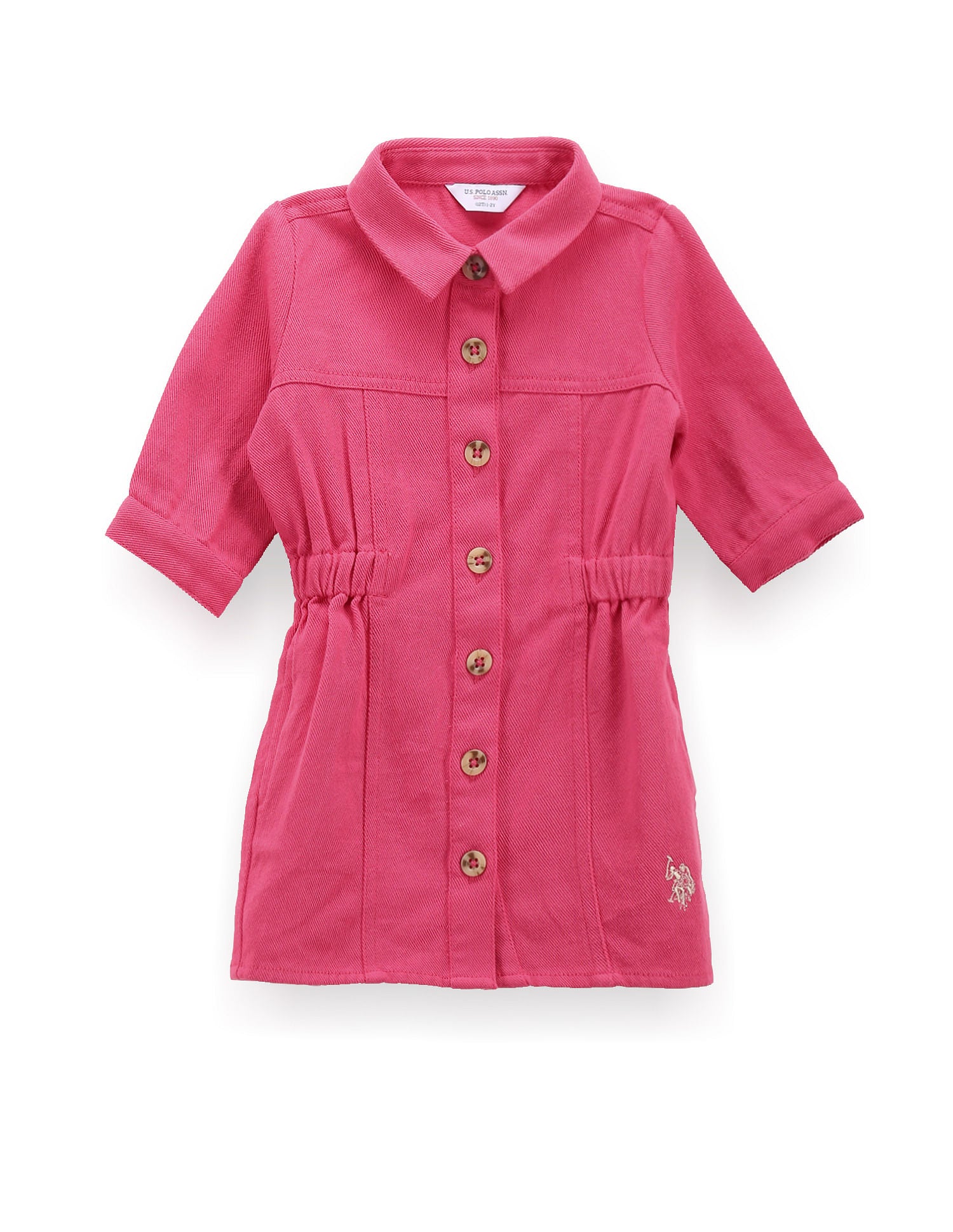 Girls Solid Shirt Dress