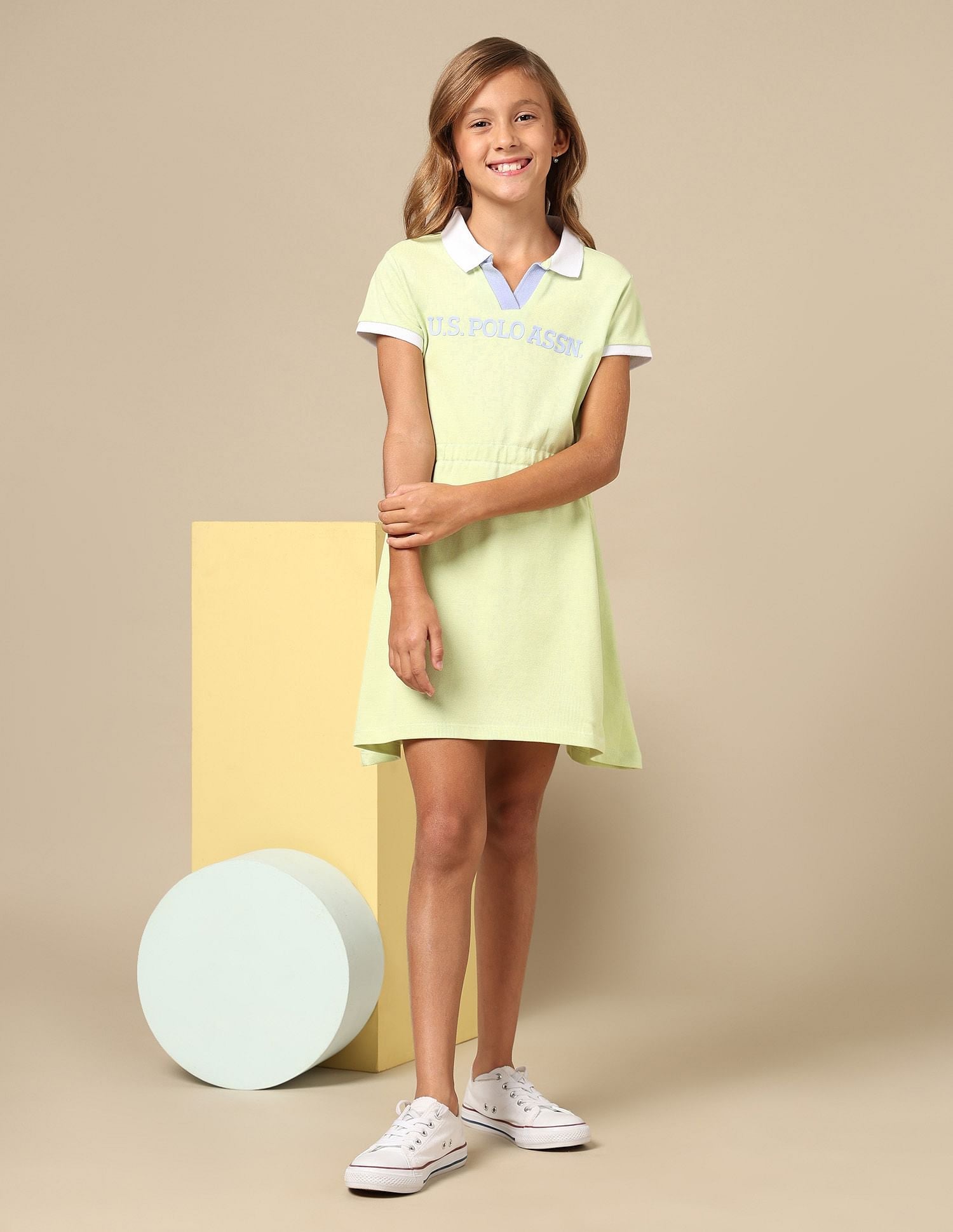 Girls Solid Skater Dress