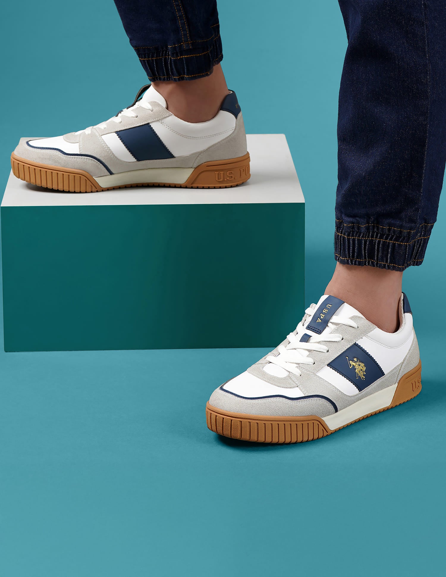 Rever 2.0 Colourblocked Suede Sneakers Grey - U.S. Polo Assn. India | Large