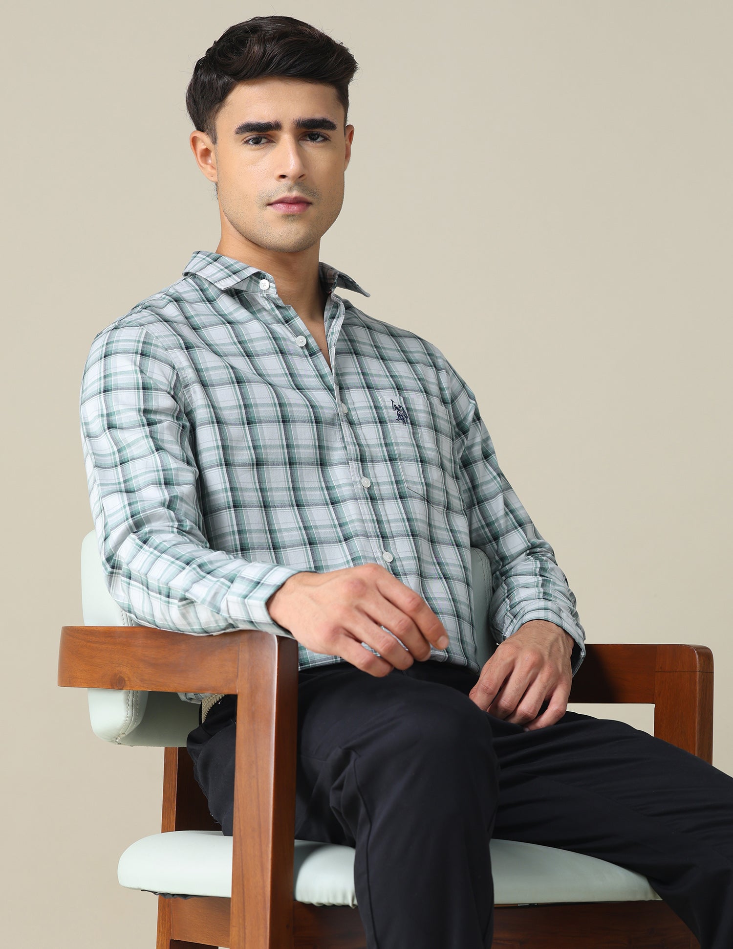 Twill Plaid Checked Shirt