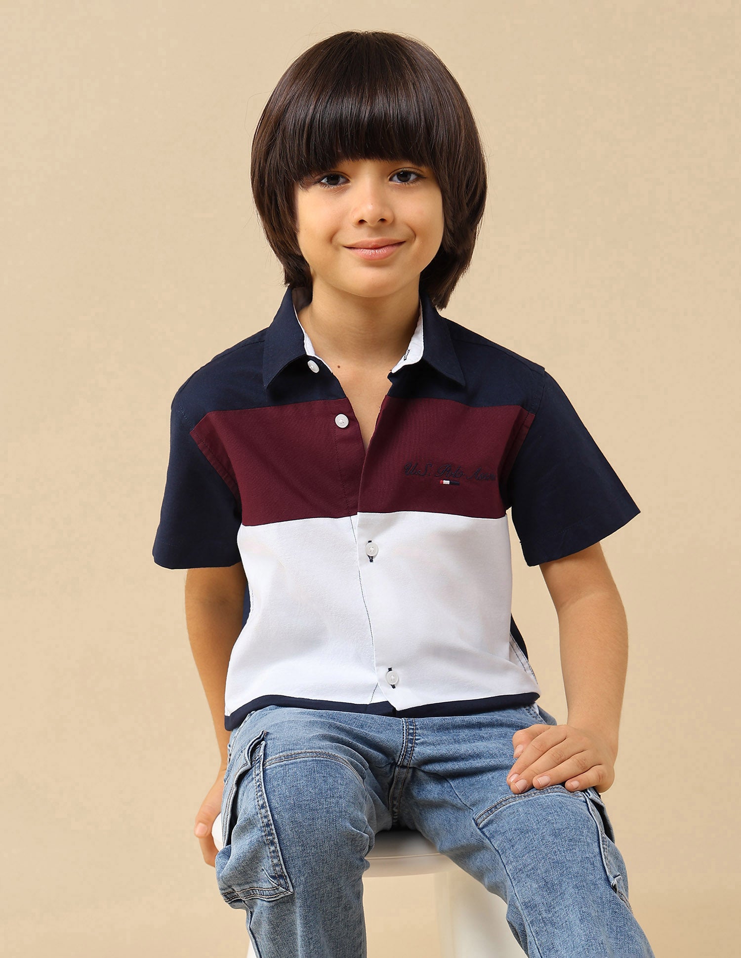 Boys Colourblocked Oxford Shirt