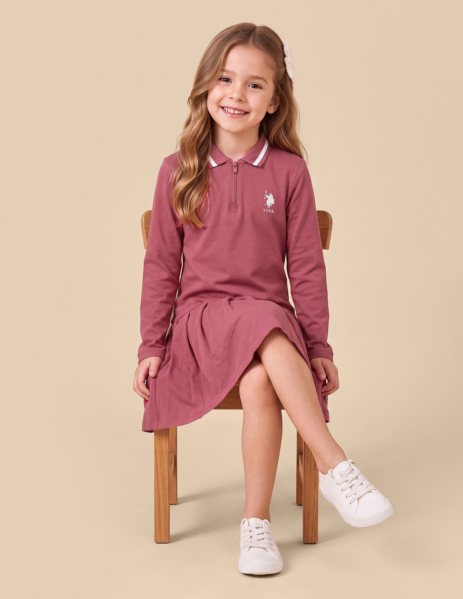 Solid Pleated Relaxed Fit T-Shirt Dress Red Rust - U.S. Polo Assn. India | Large