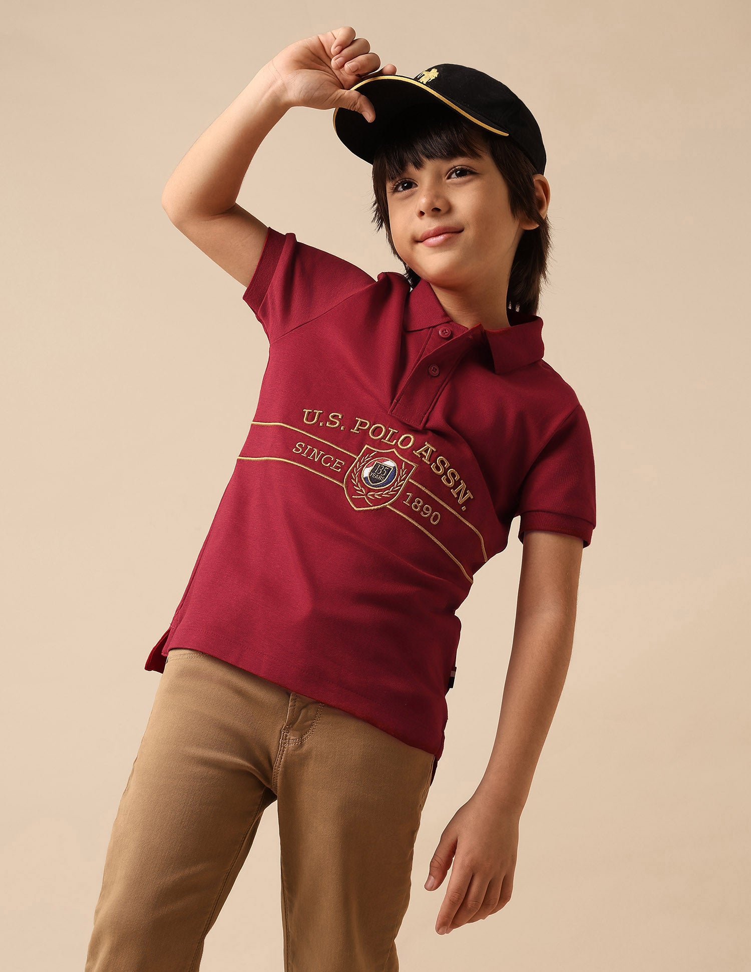 Boys Brand Embroidered Pure Cotton Polo Shirt
