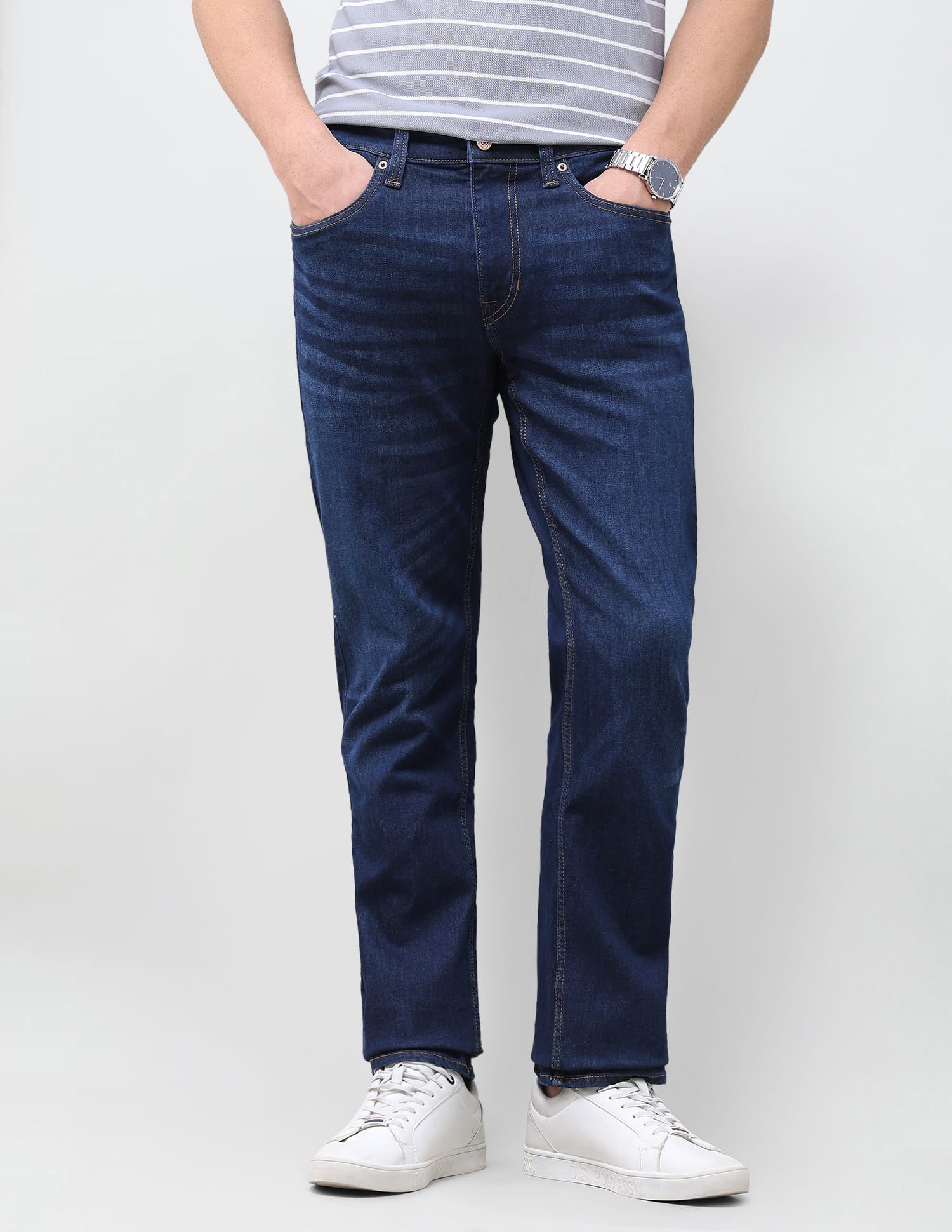 Solid Slim Straight Fit Jeans Blue - U.S. Polo Assn. India | Large