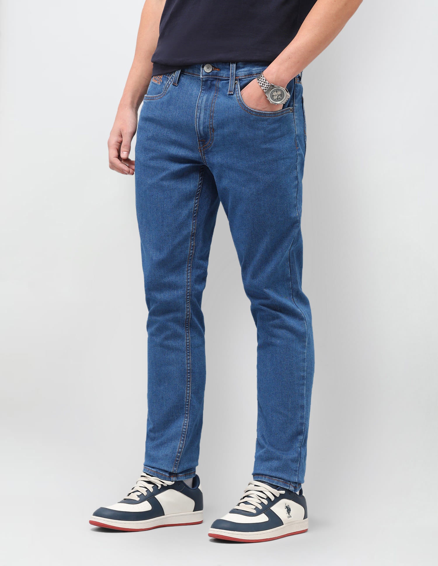 Solid Slim Fit Jeans Blue - U.S. Polo Assn. India | Large