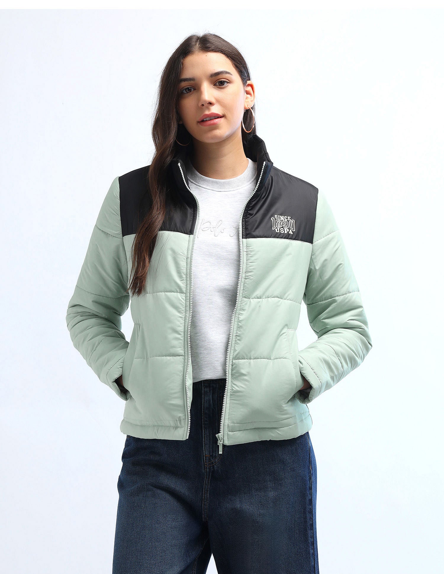 Color Blocked Puffer Jacket Multi - U.S. Polo Assn. India | Large
