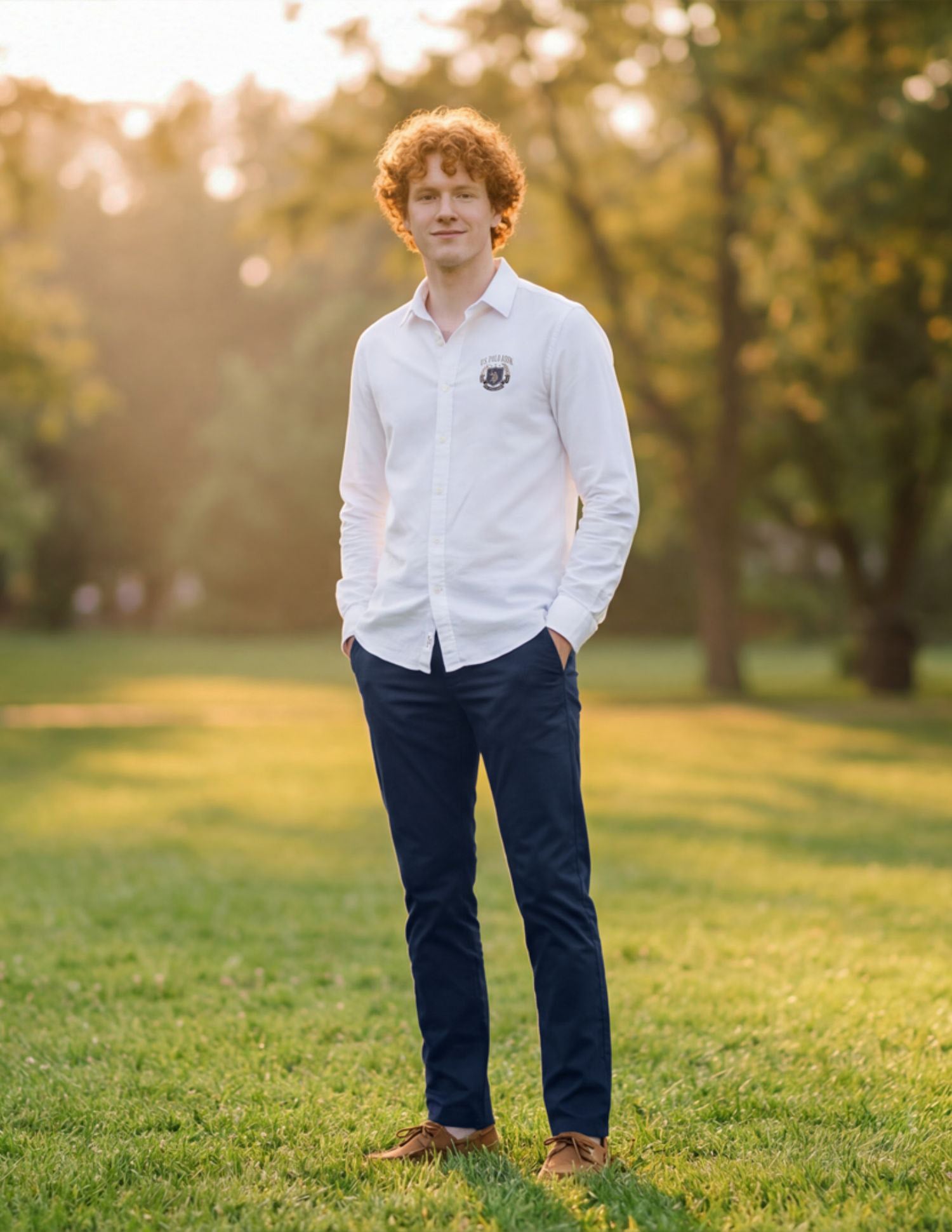 Dobby Tailored Fit Shirt White - U.S. POLO ASSN. | Large