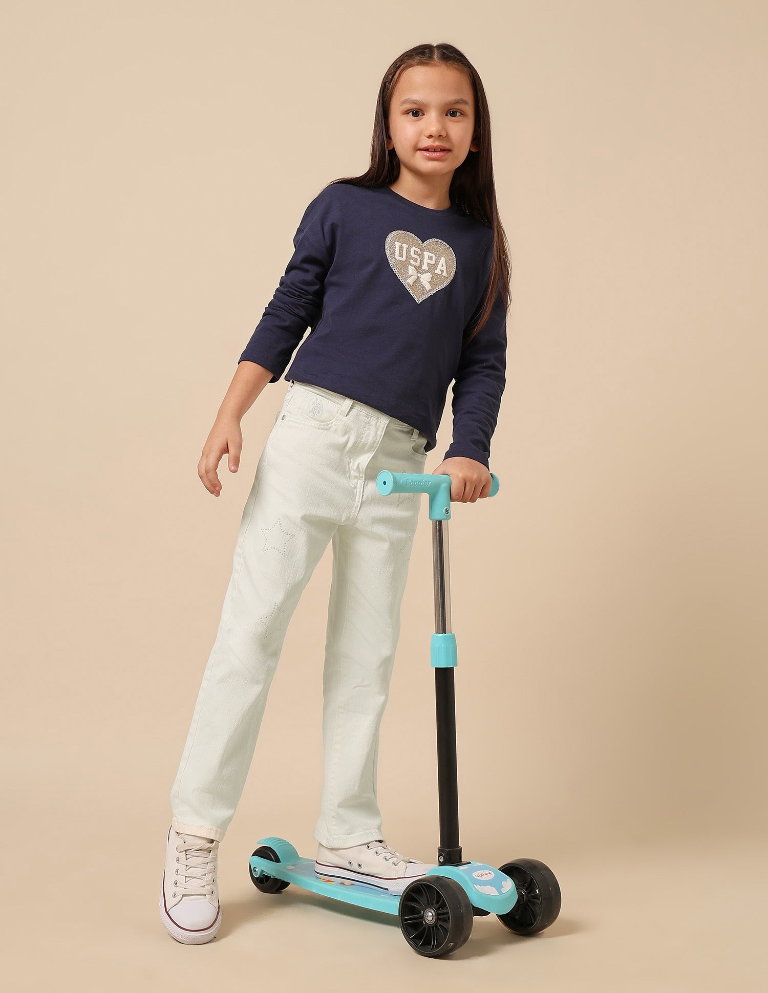 Girls Stars Rhinestone Embellished Jeans