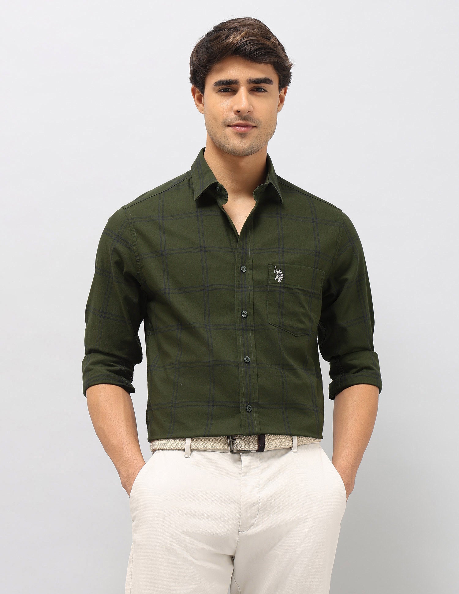 Grid Tattersall Checked Pure Cotton Shirt