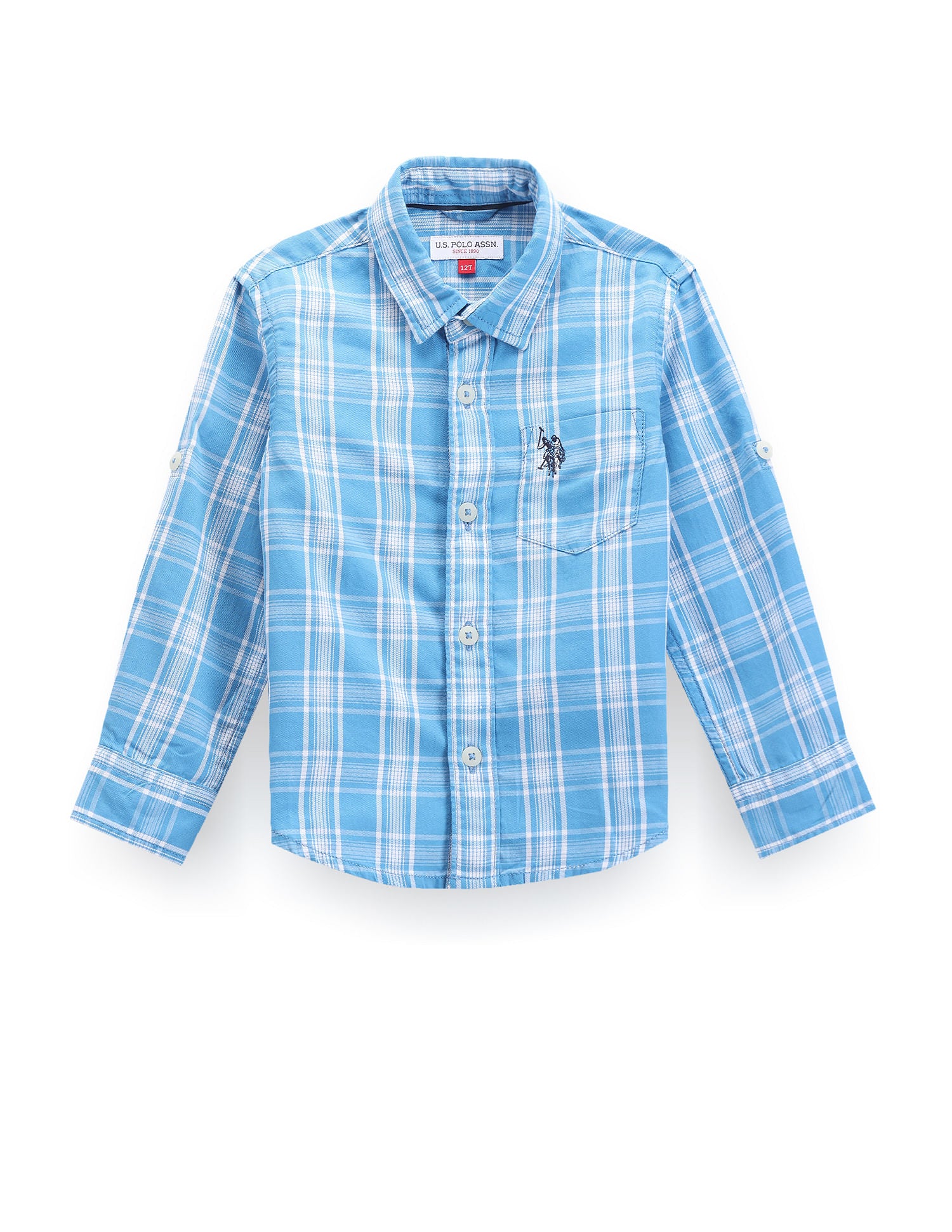 Boys Cutaway Collar Plaid Shirt