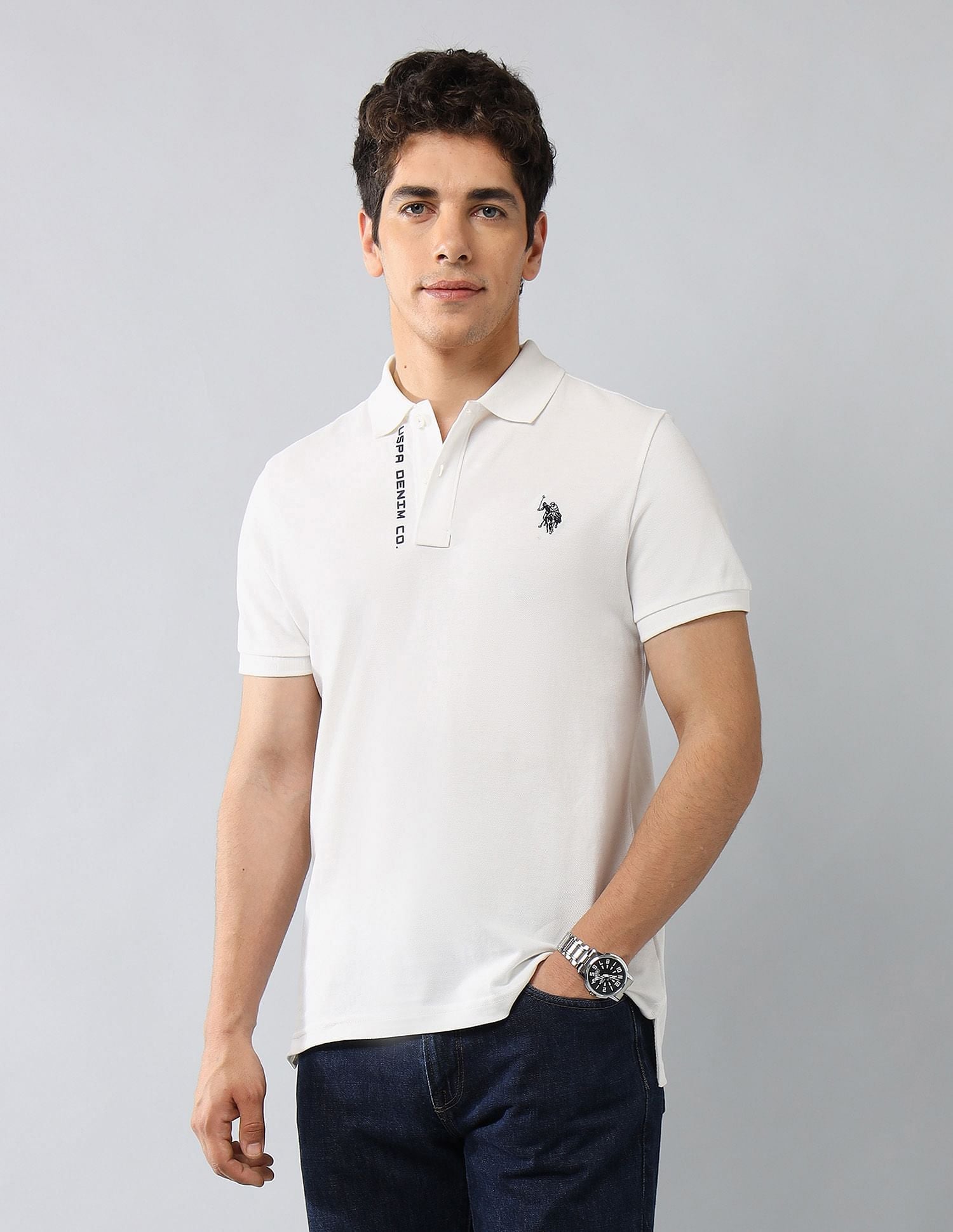 Brand Printed Muscle Fit Polo Shirt
