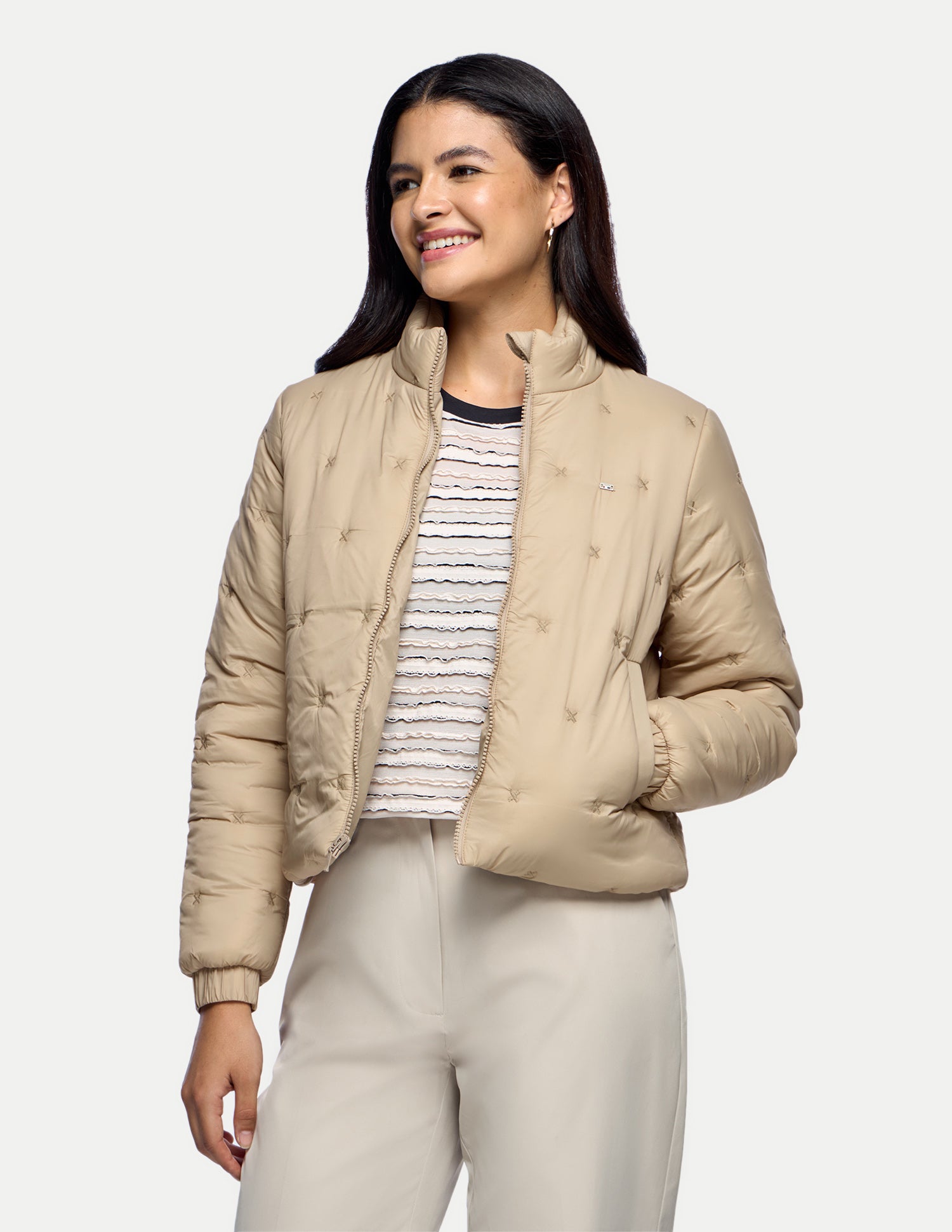 Relaxed Fit Bomber Puffer Jacket Beige - U.S. Polo Assn. India | Large