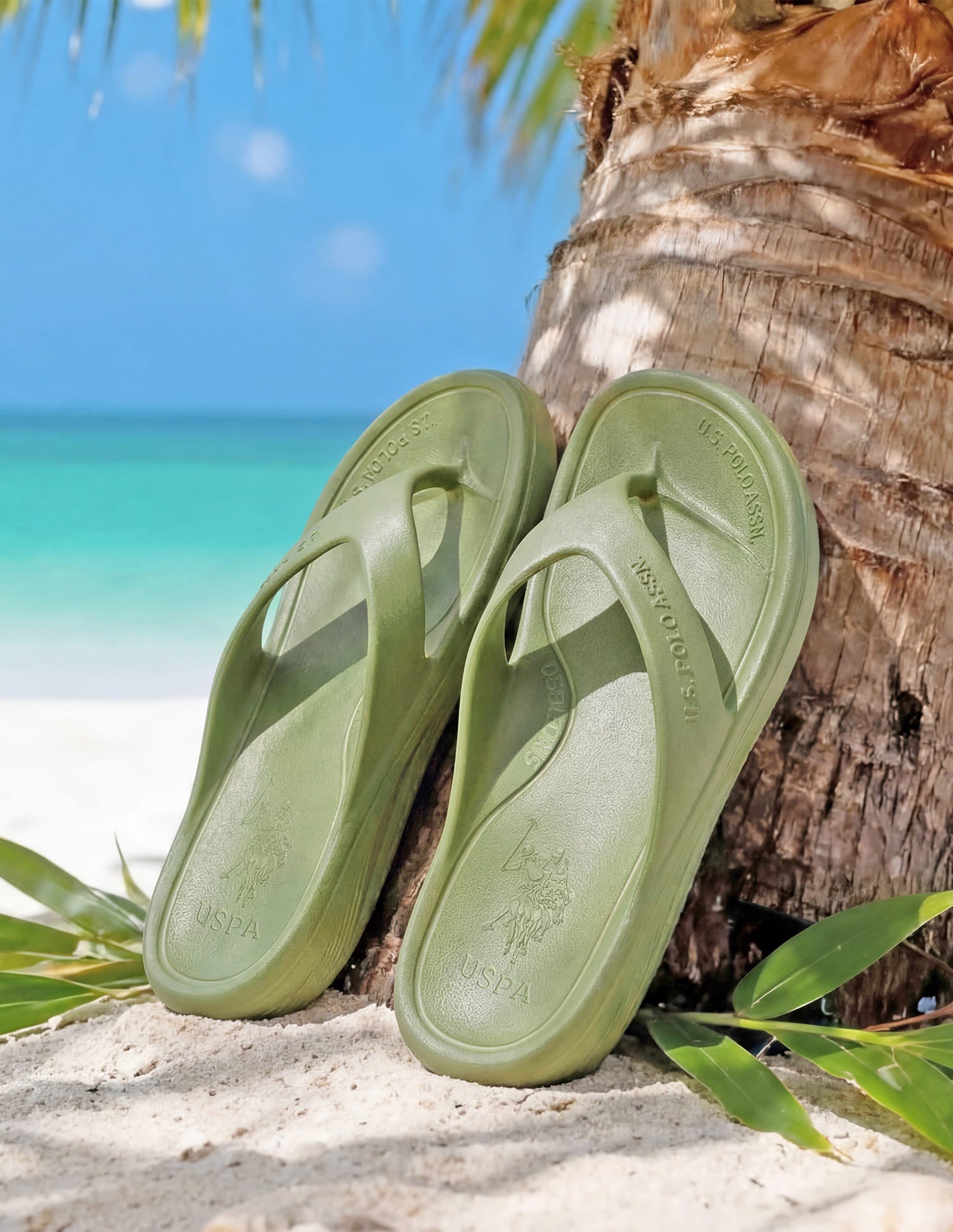Men Cole V-Strap Flip Flops Olive - U.S. Polo Assn. India | Large