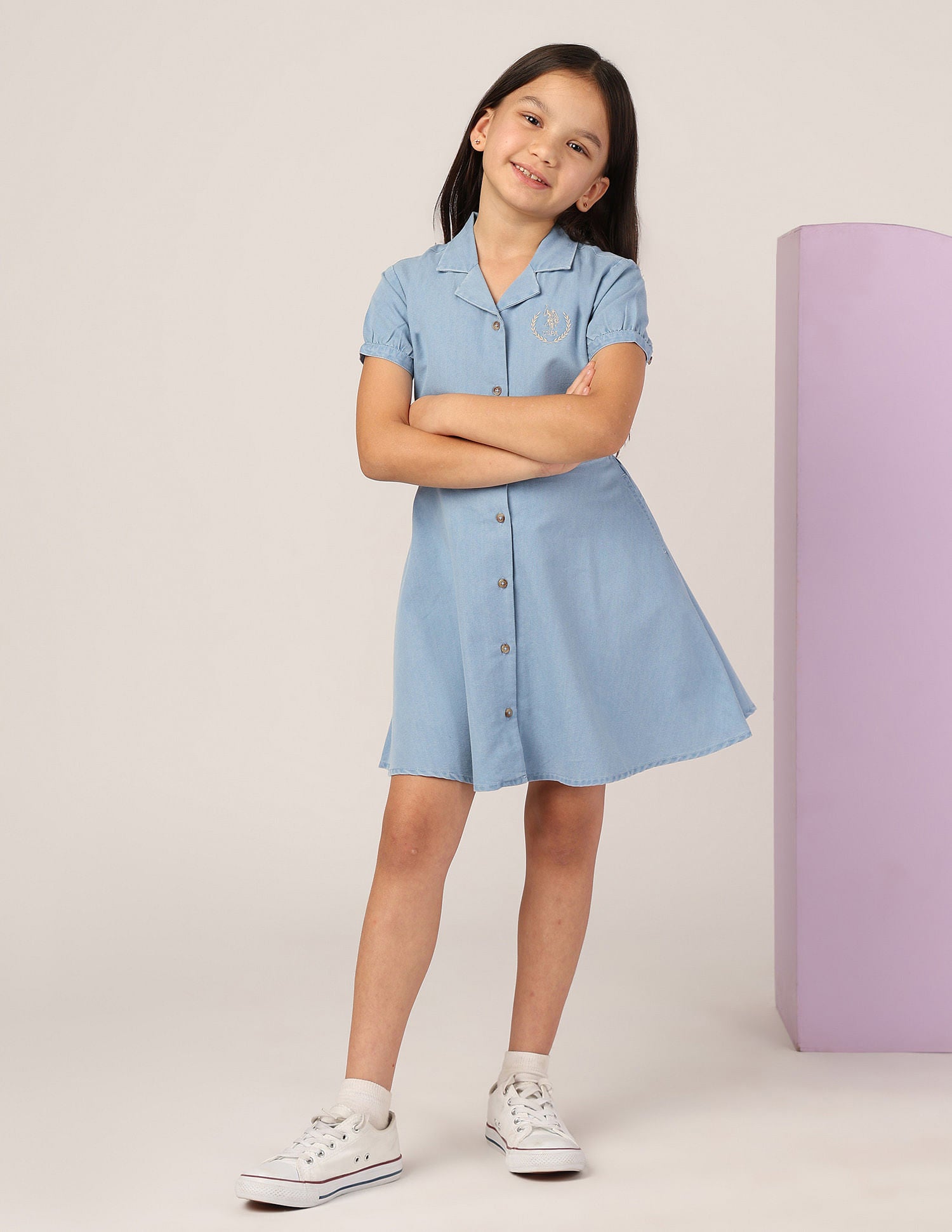 Girls Chambray A-Line Dress