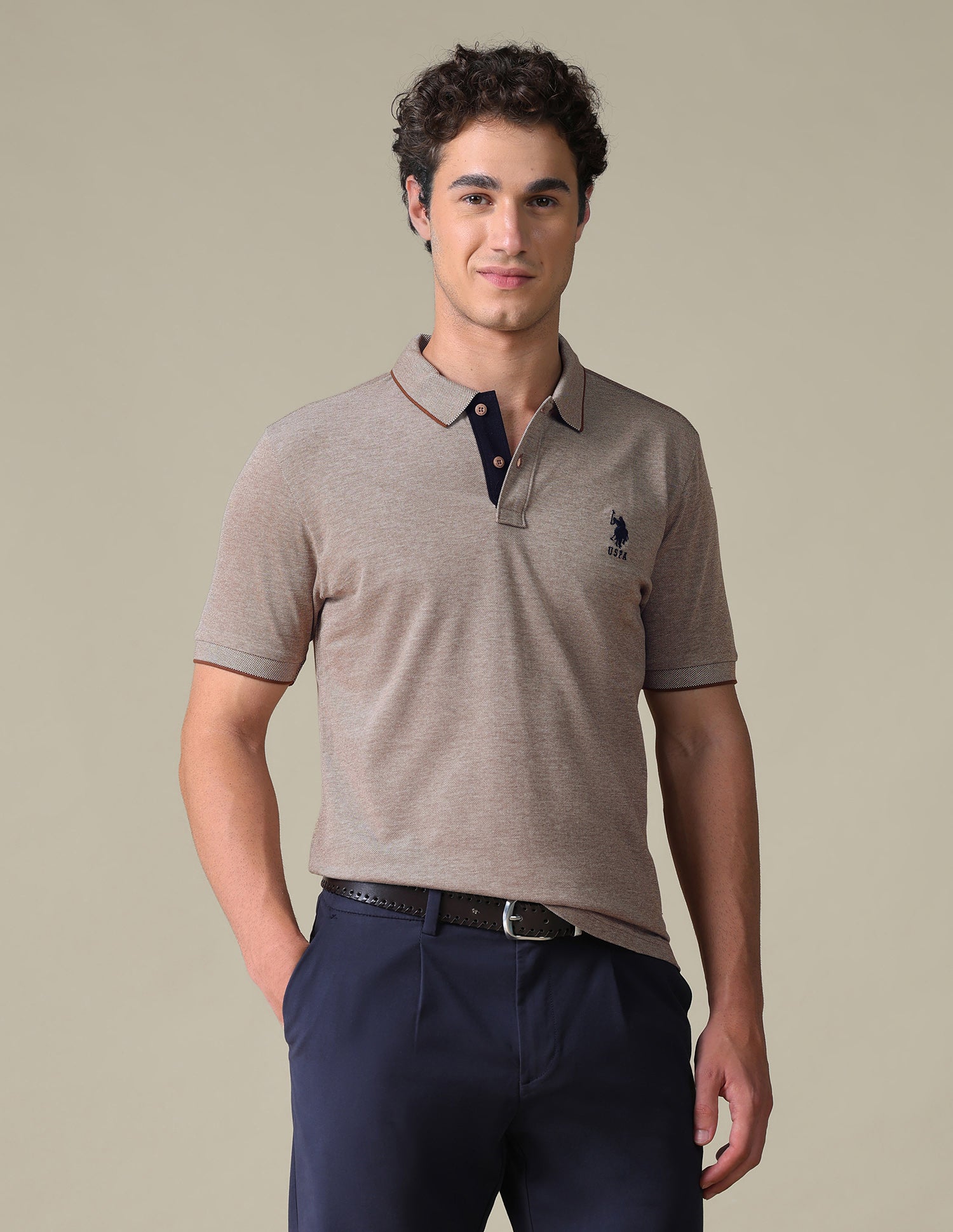 Regular Fit Heathered Polo Shirt