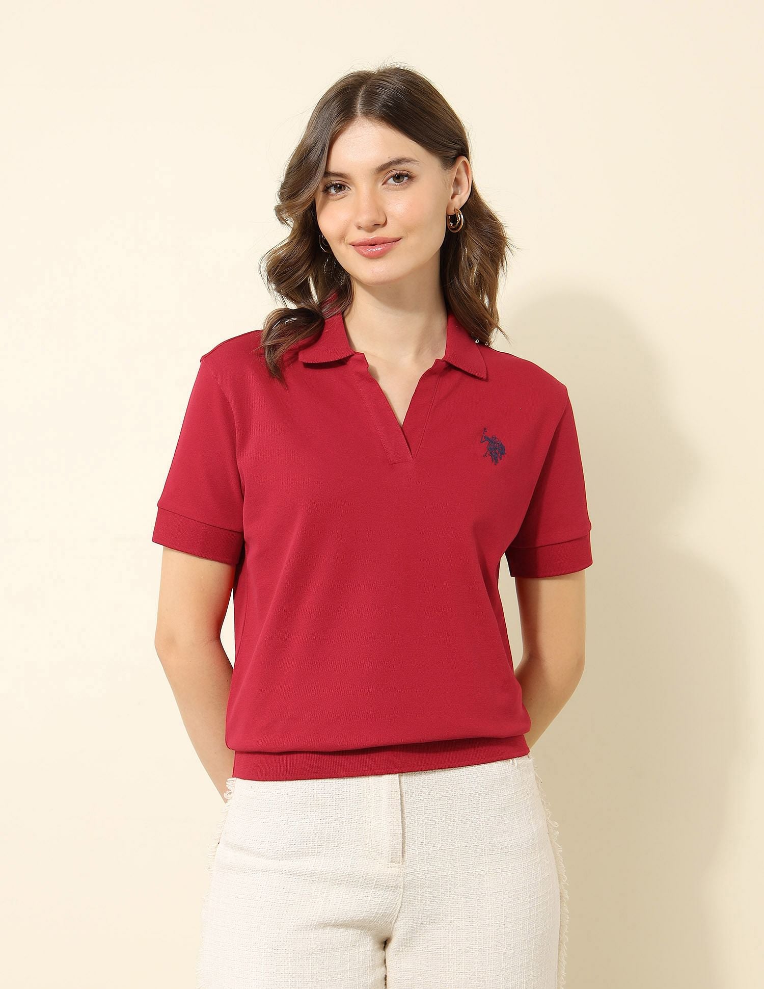 Boxy Fit Solid Polo Shirt