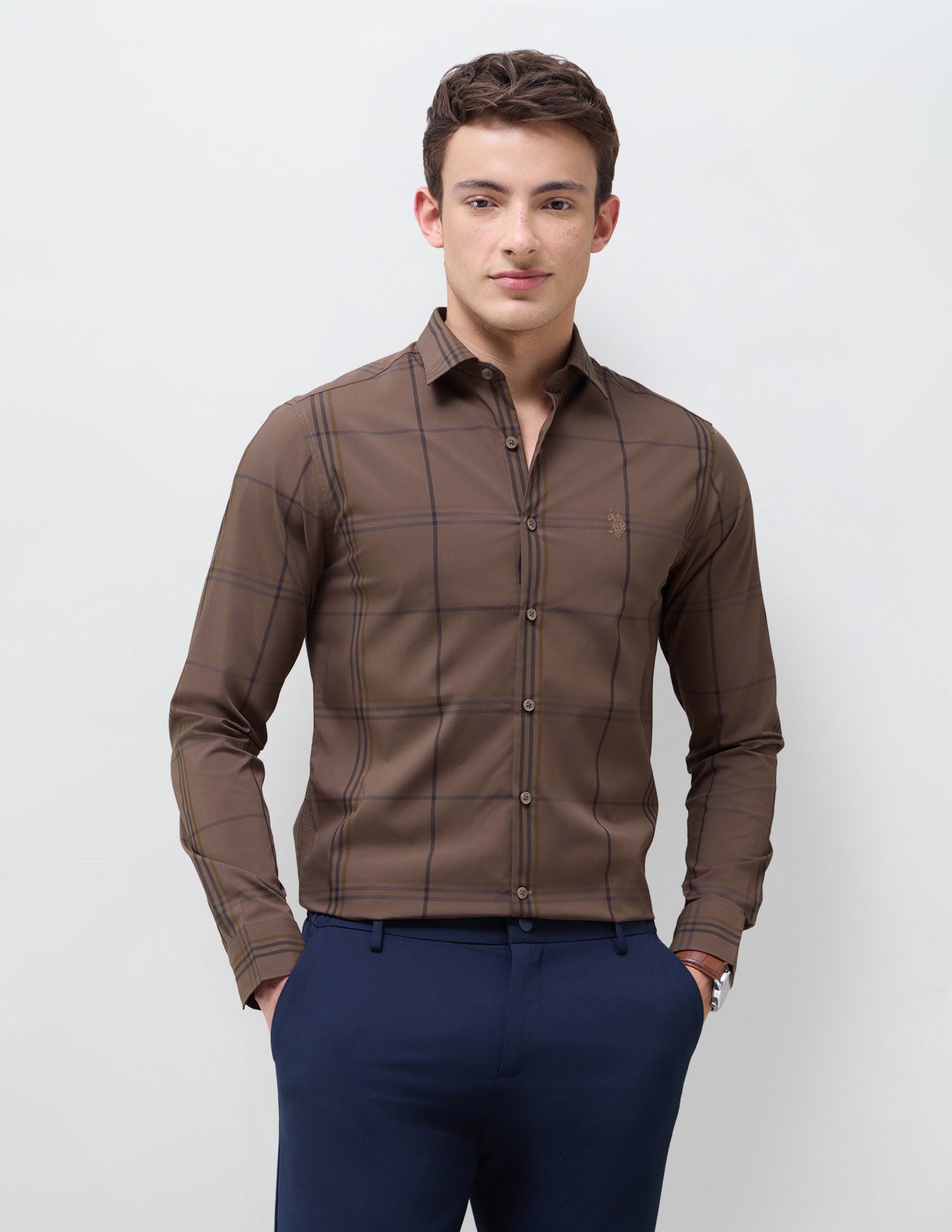 Windowpane Checked Regular Fit Shirt