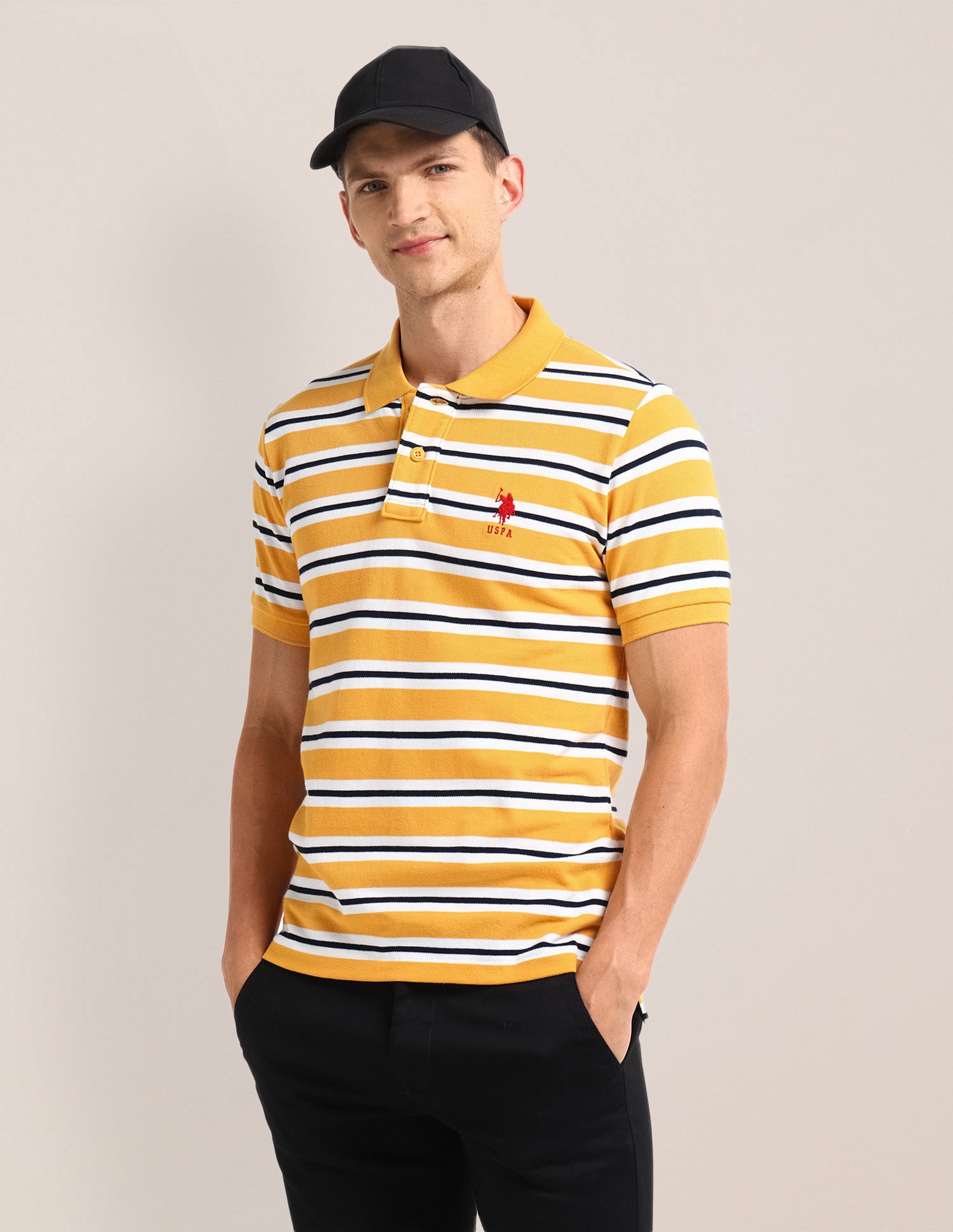 Horizontal Striped Slim Fit Polo Shirt