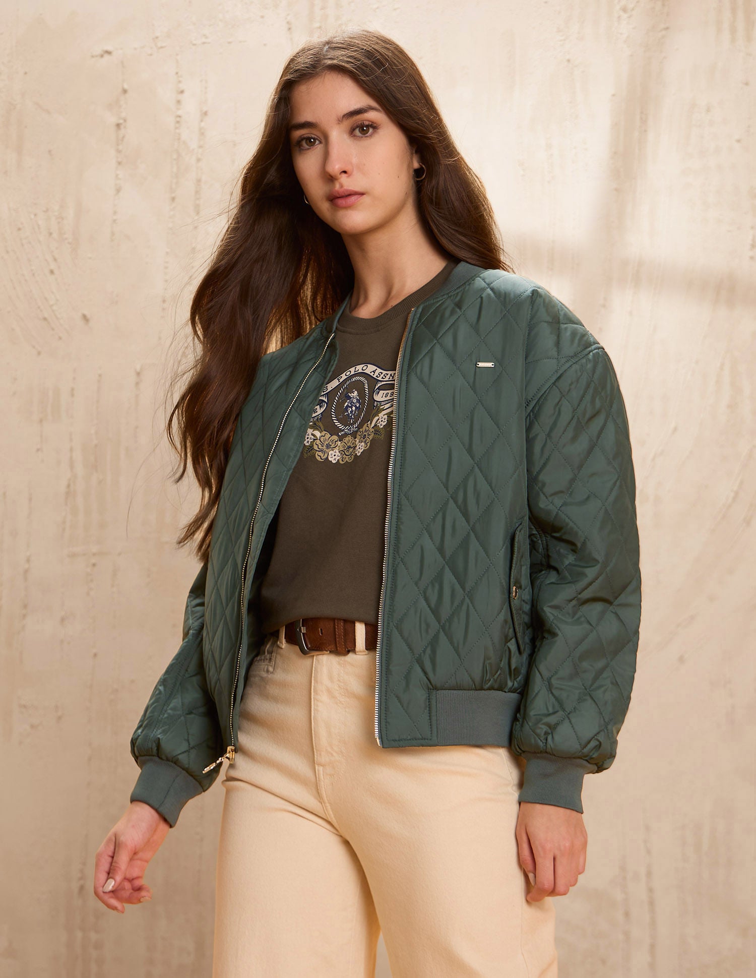 Relaxed Fit Solid Bomber Jacket