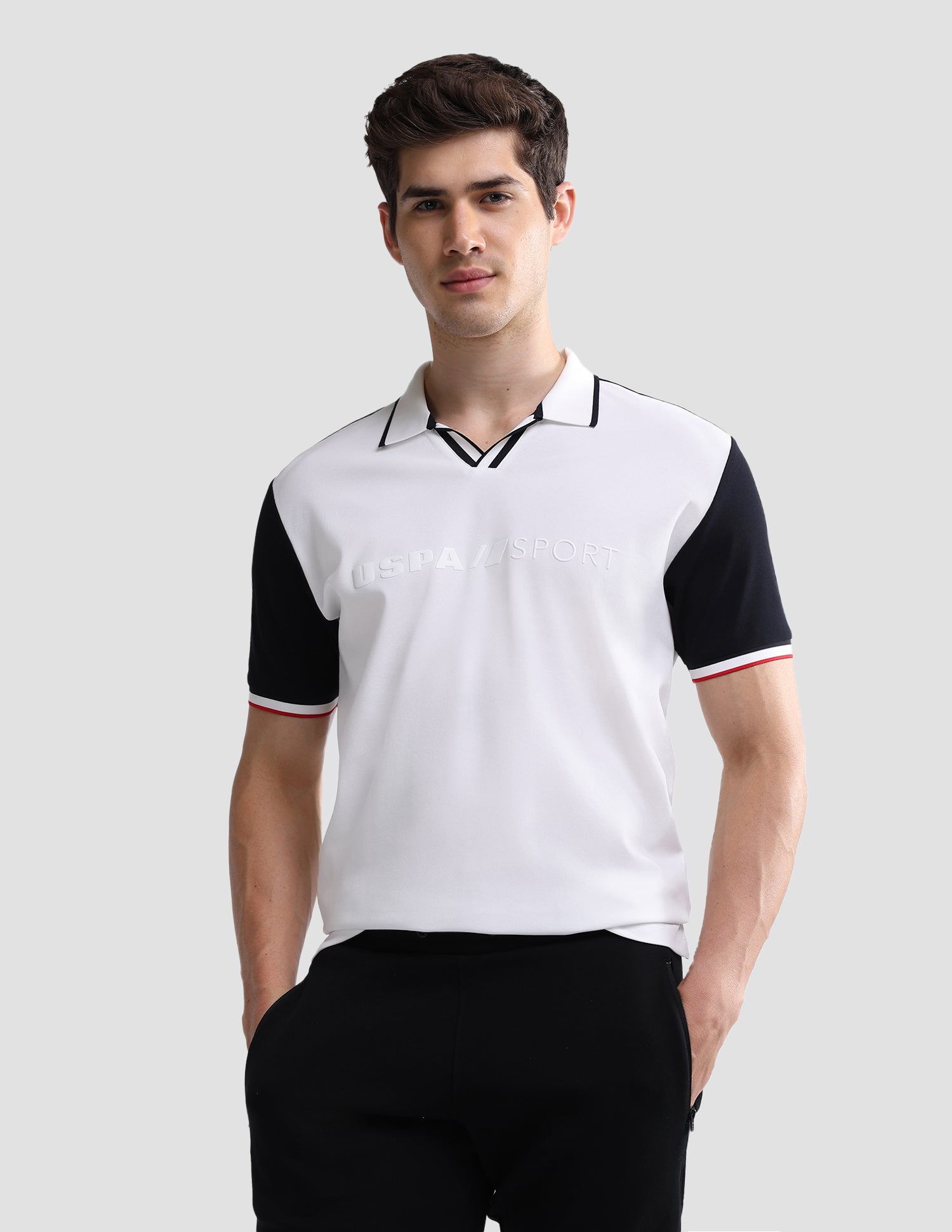 Colourblocked Slim Fit Active Polo Shirt White - U.S. Polo Assn. India | Large