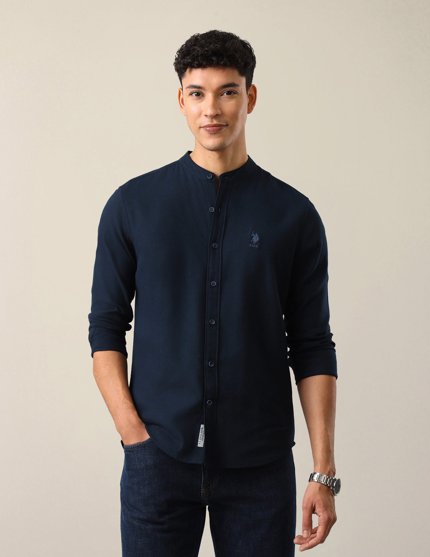 Twill Solid Shirt Navy - U.S. Polo Assn. India | Large
